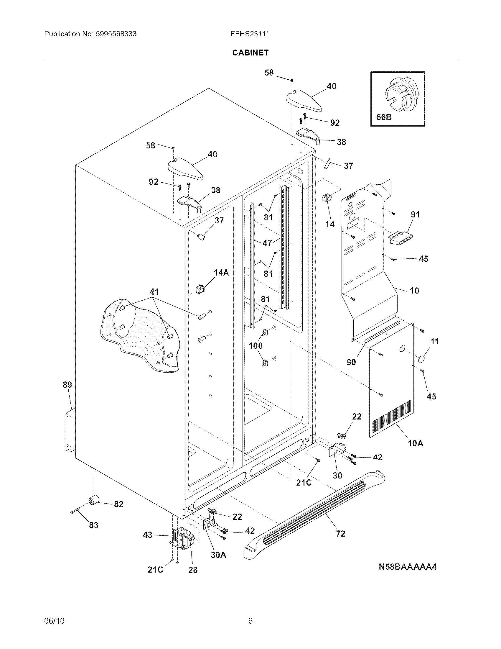 Frigidaire FFHS2311LB1 cabinet diagram