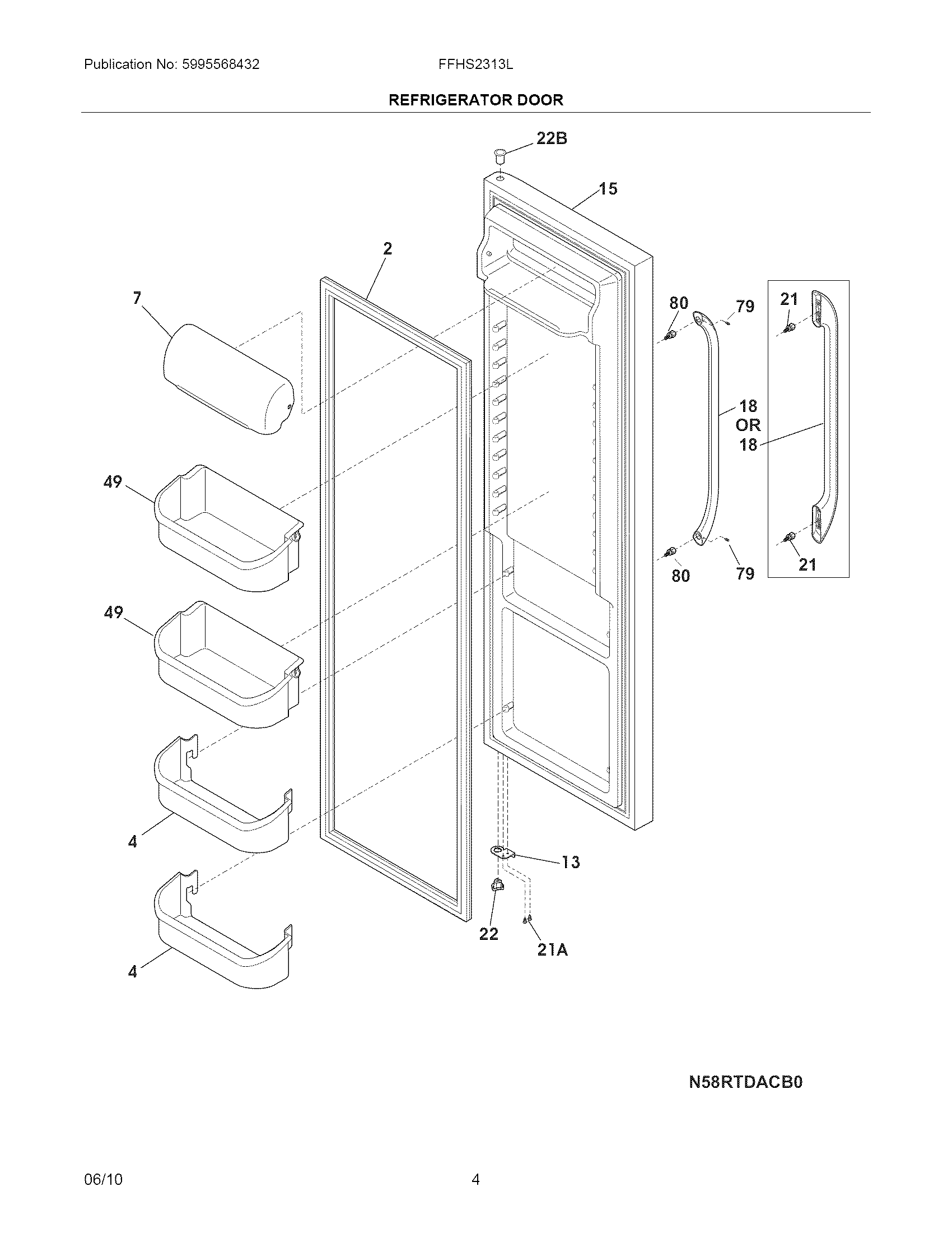 Frigidaire FFHS2313LM1 refrigerator door diagram