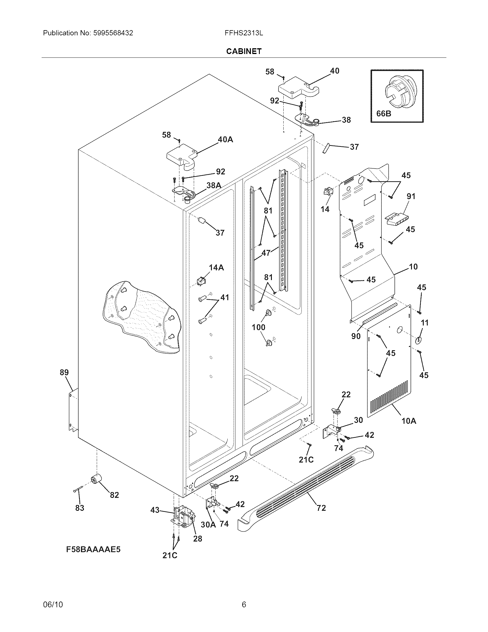 Frigidaire FFHS2313LM1 cabinet diagram
