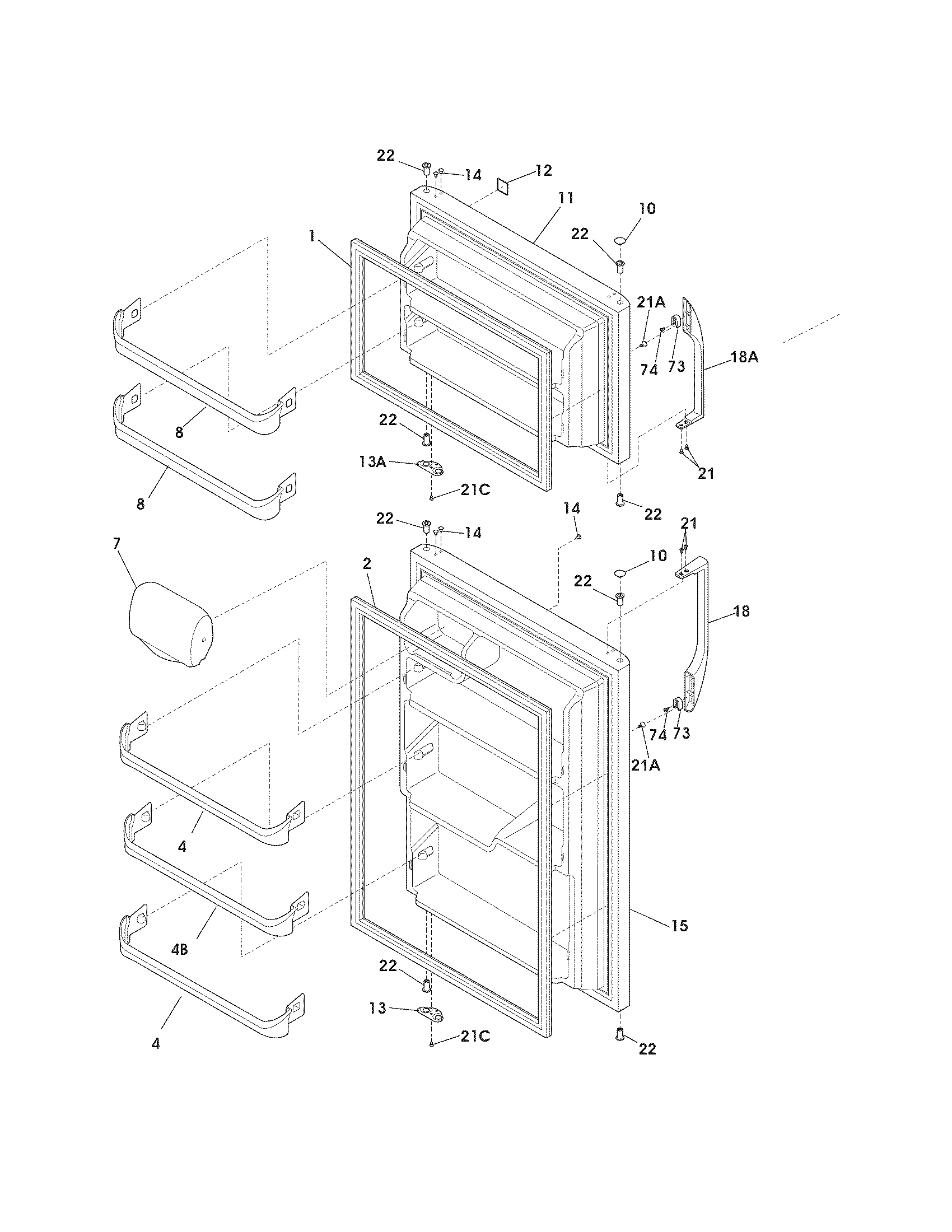Kenmore 25361780010 door diagram