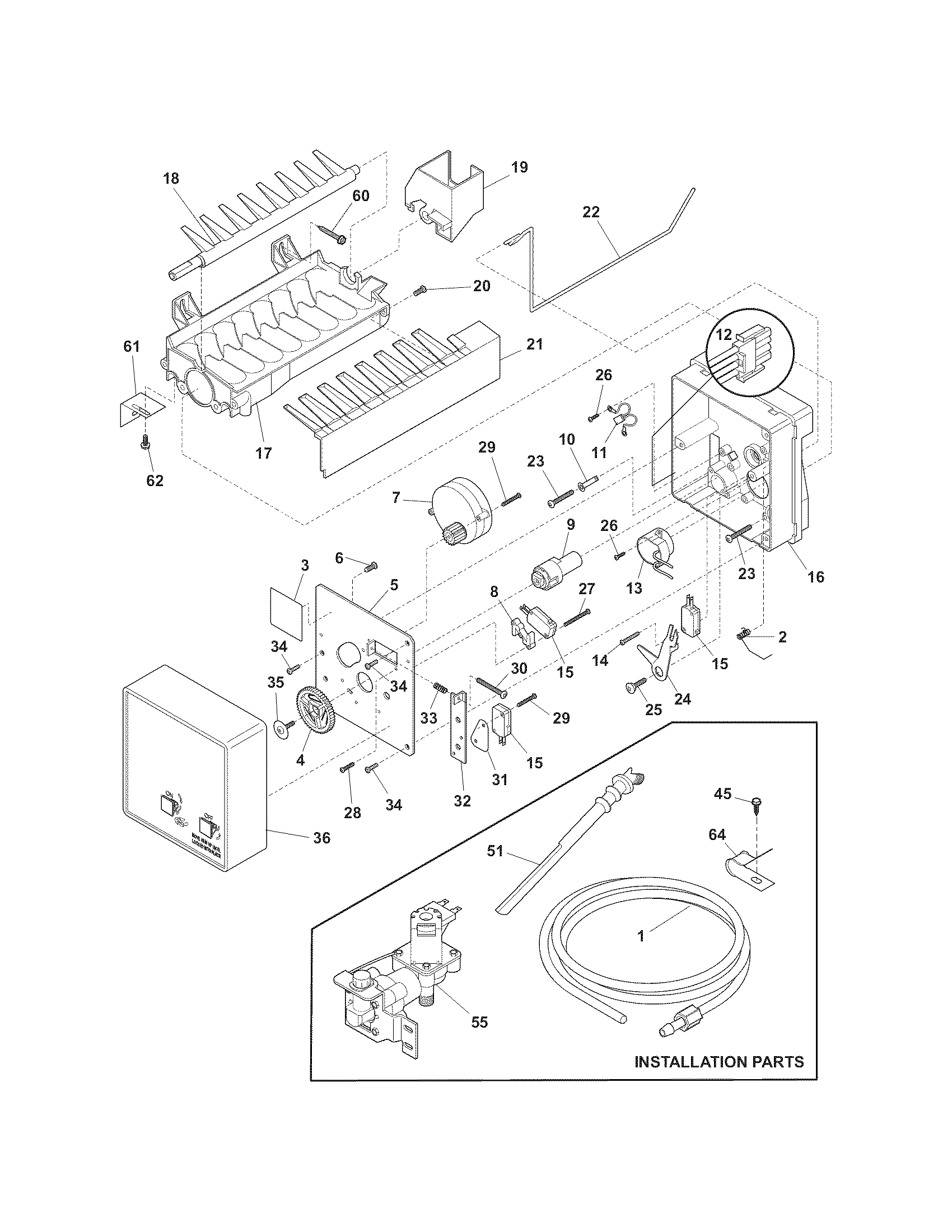 Kenmore 25371762010 ice maker diagram