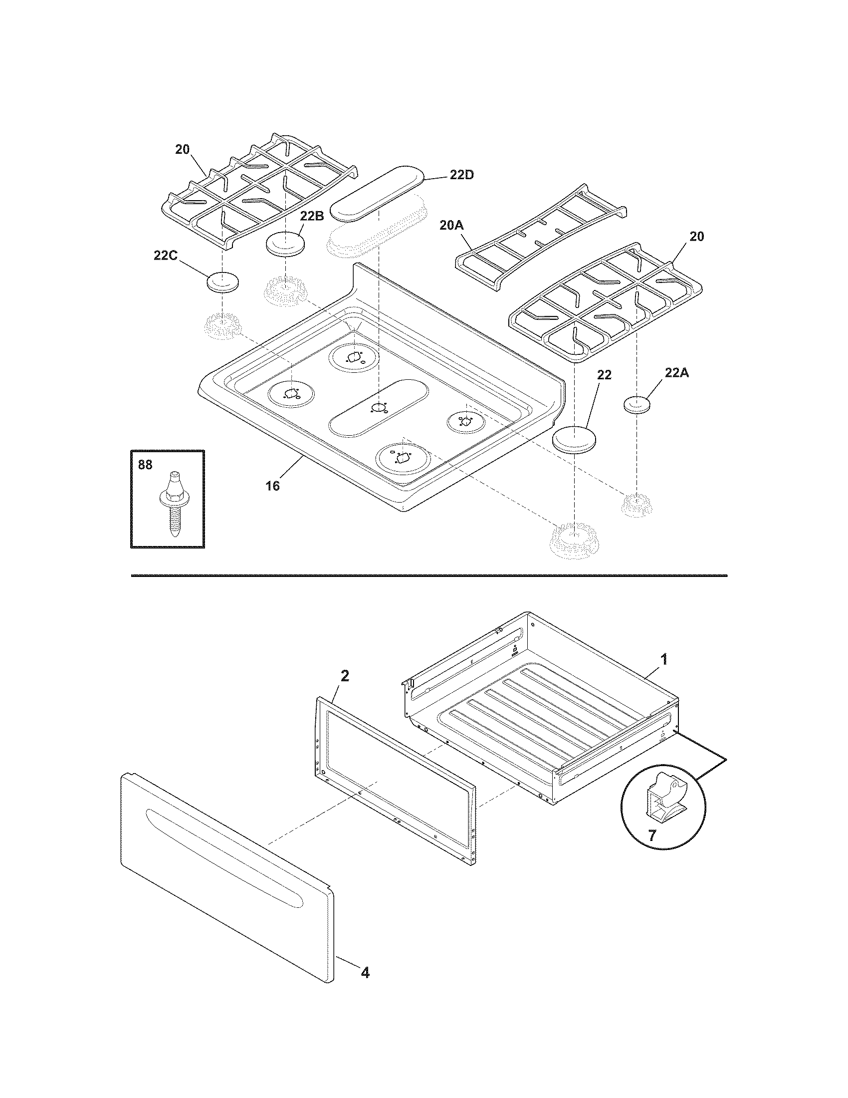 Kenmore 79072809010 top/drawer diagram