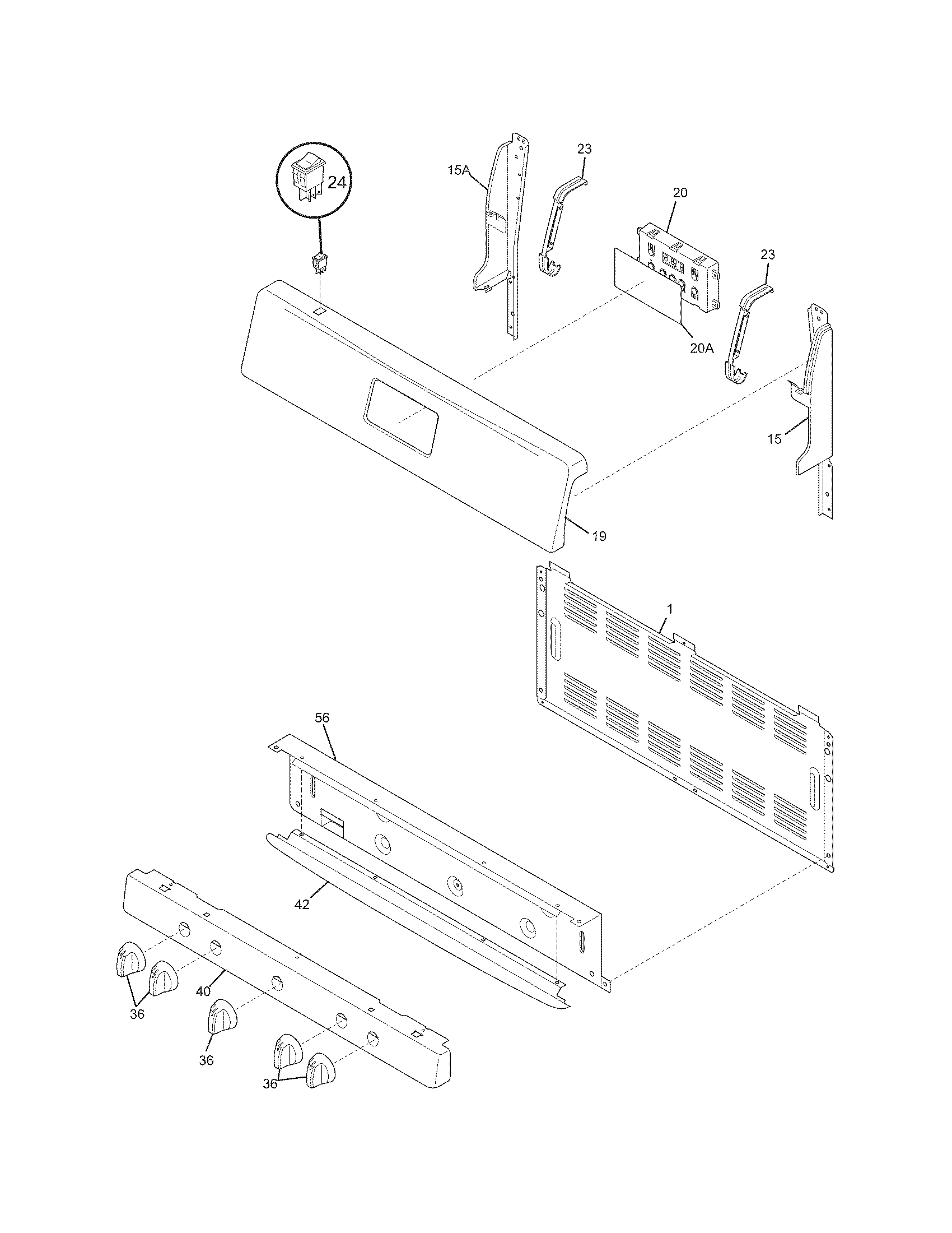Frigidaire FFGF3019LWB backguard diagram