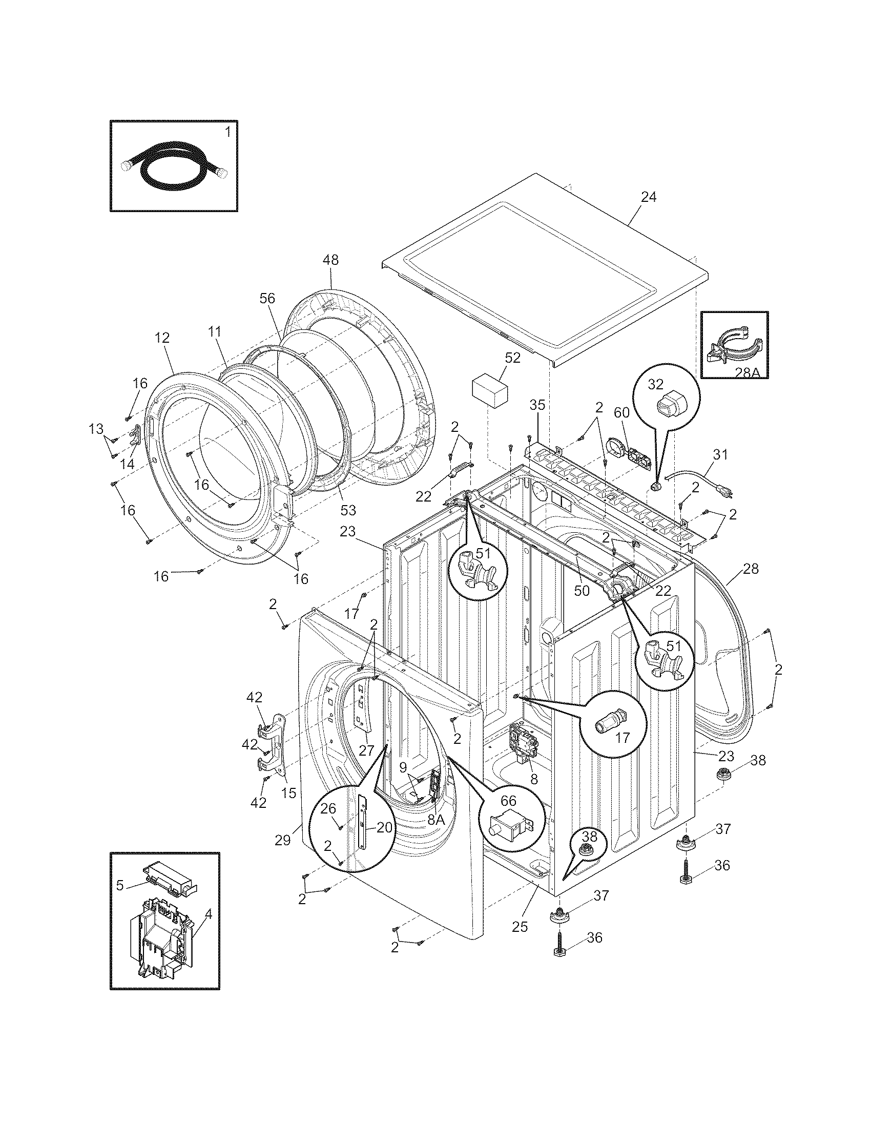 Frigidaire FAFS4473LW0 cabinet/top diagram