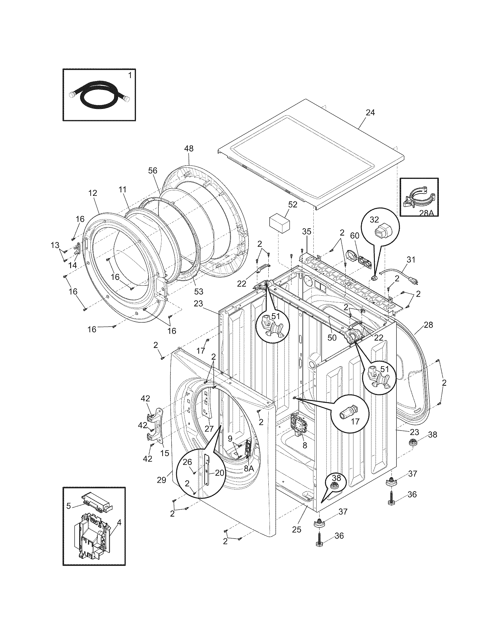 Frigidaire FAFS4272LN0 cabinet/top diagram