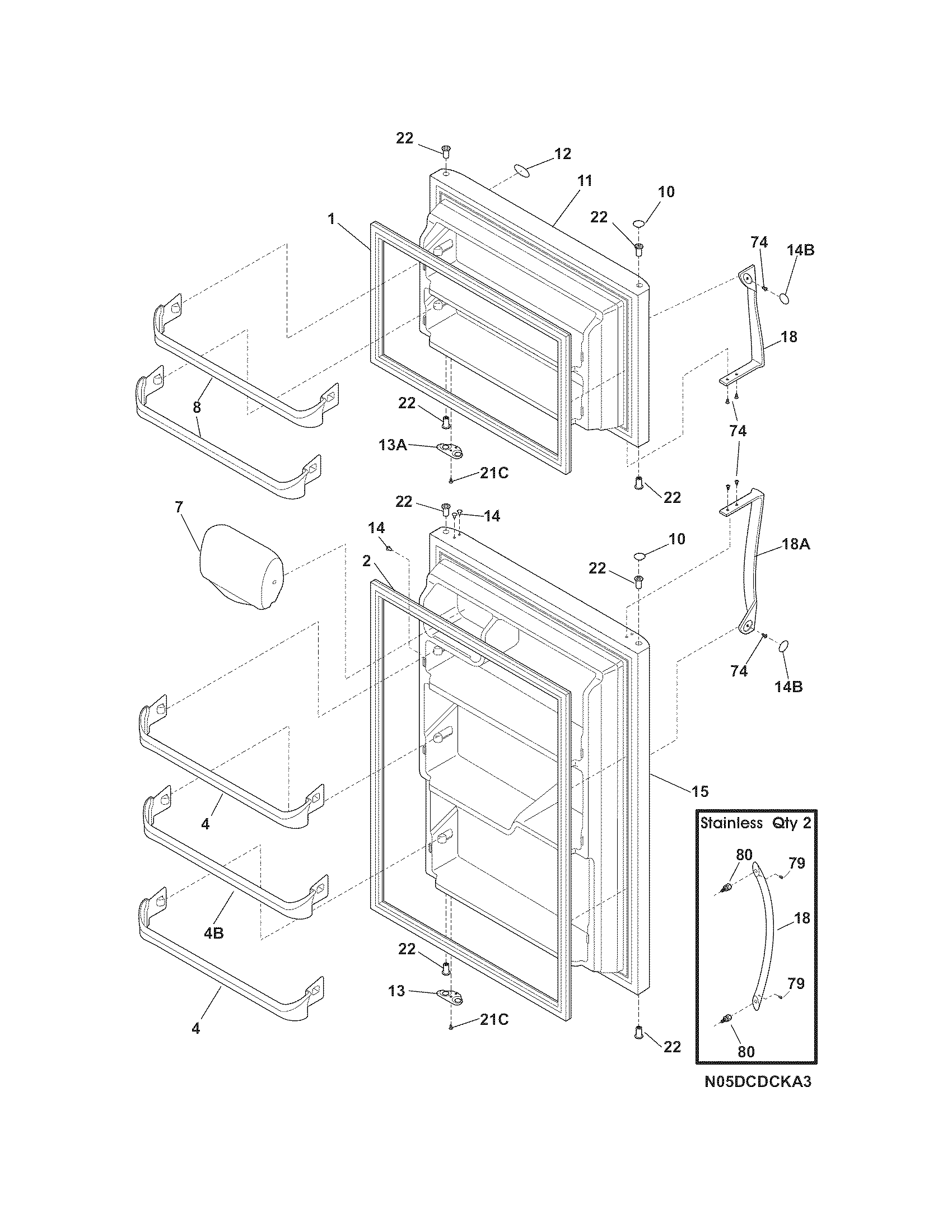 Crosley CRT185HLB0 door diagram