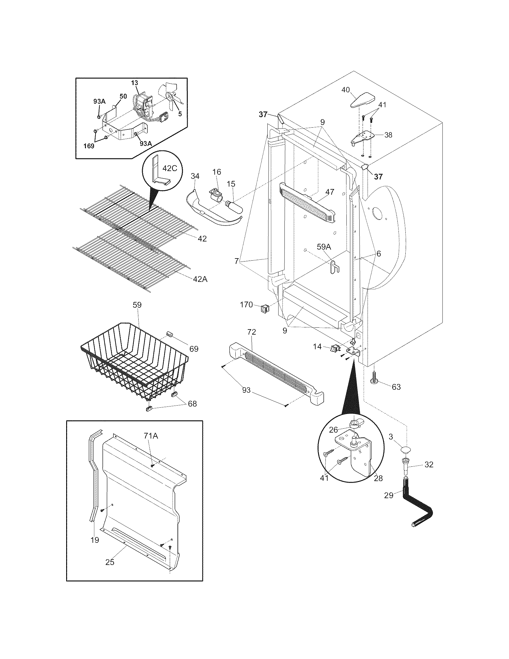 Frigidaire FFU17F5HWG cabinet diagram