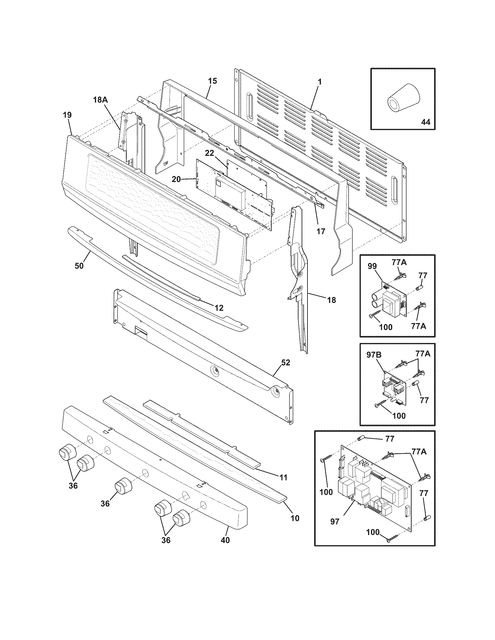 Electrolux EI30GF55GSG backguard diagram