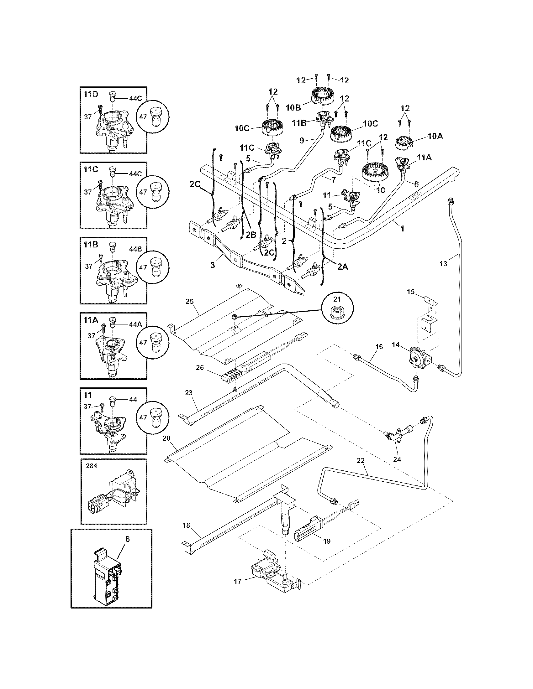 Electrolux EI30GF55GSG burner diagram