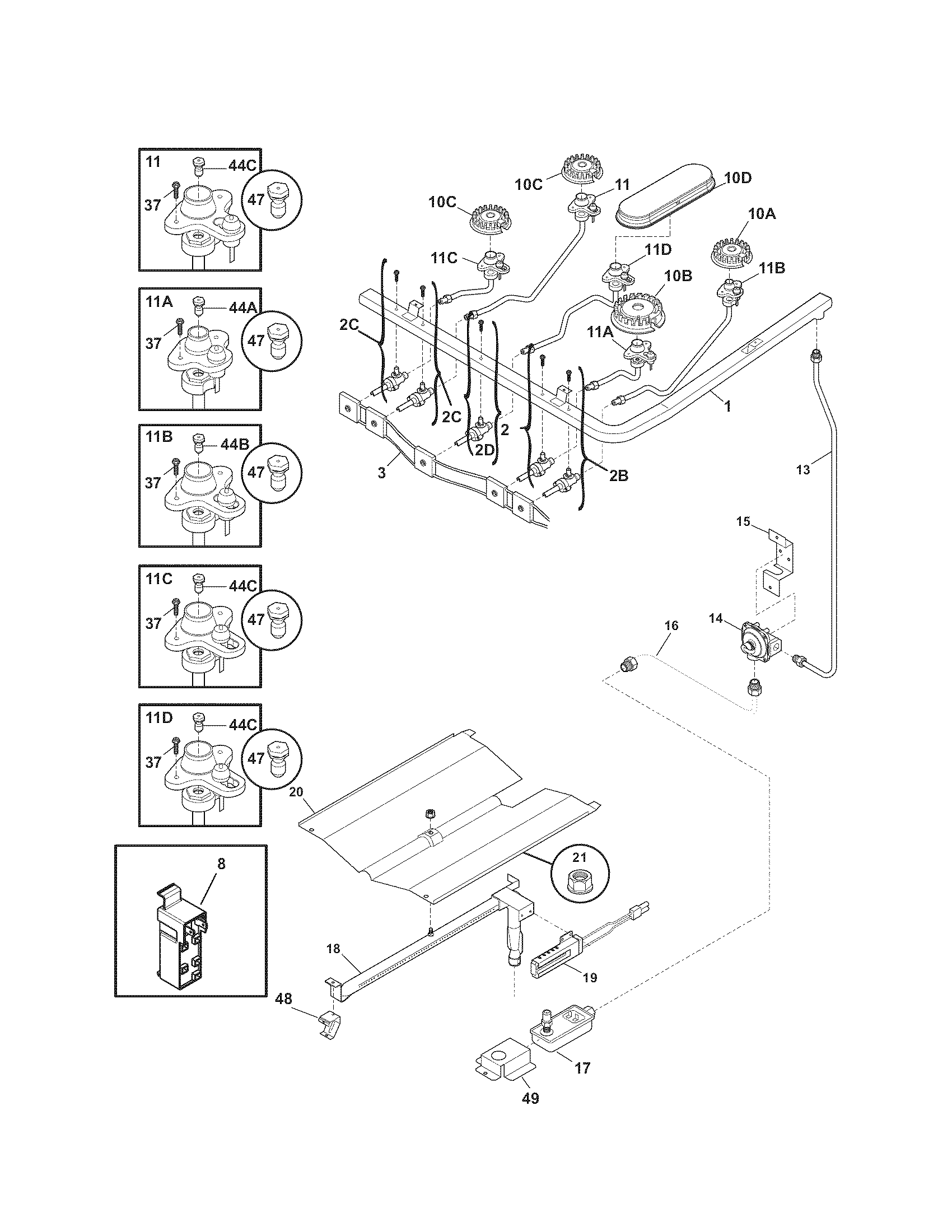 Kenmore 79071319707 burner diagram