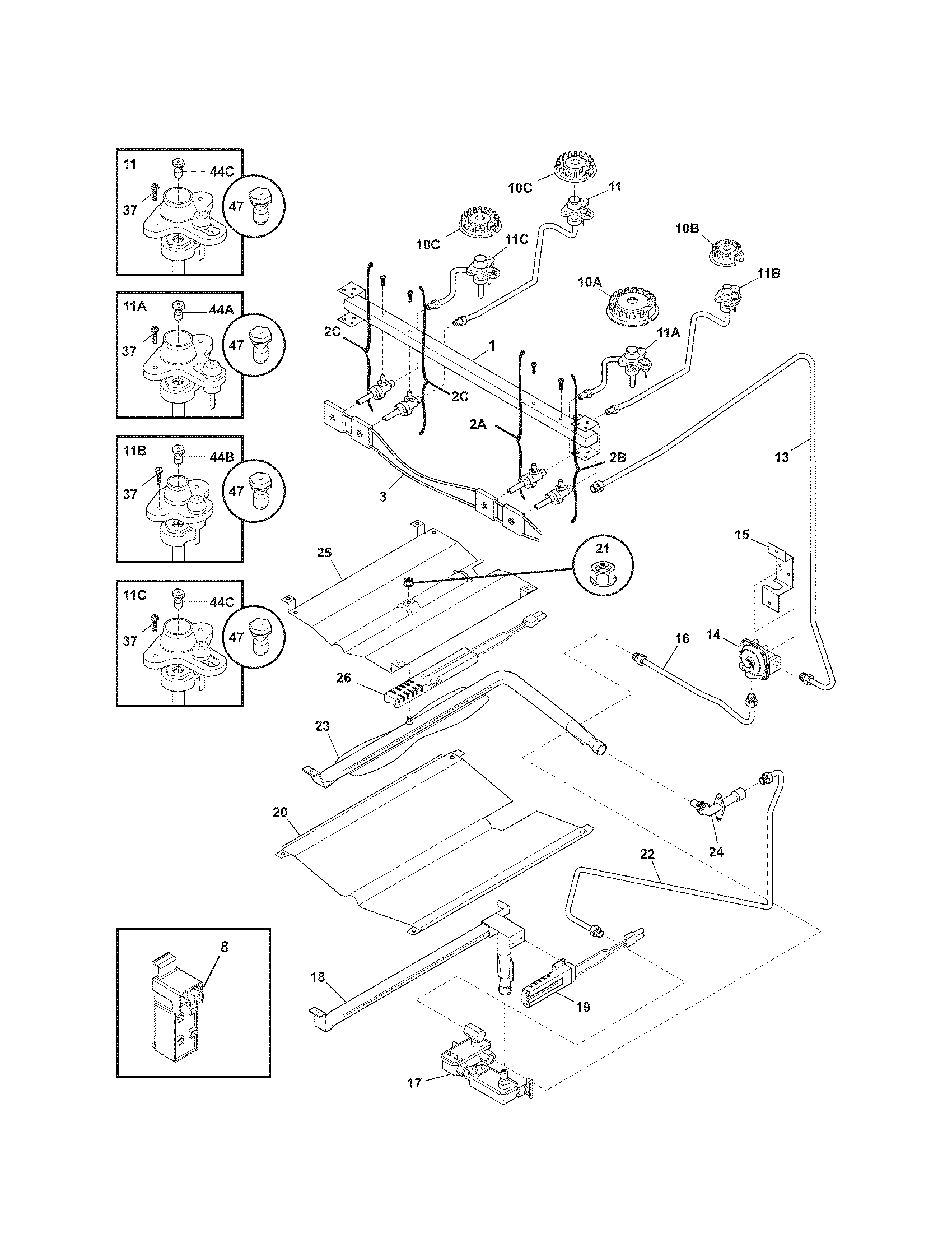 Kenmore 79077433903 burner diagram