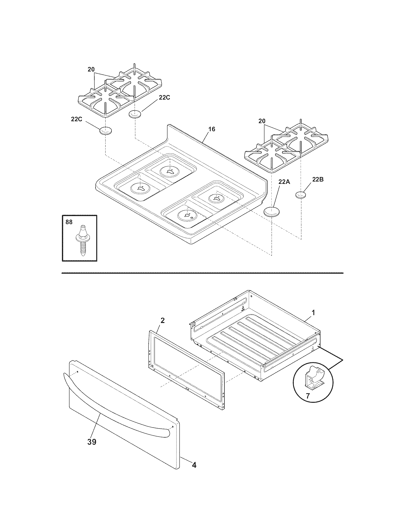 Kenmore 79077433903 top/drawer diagram