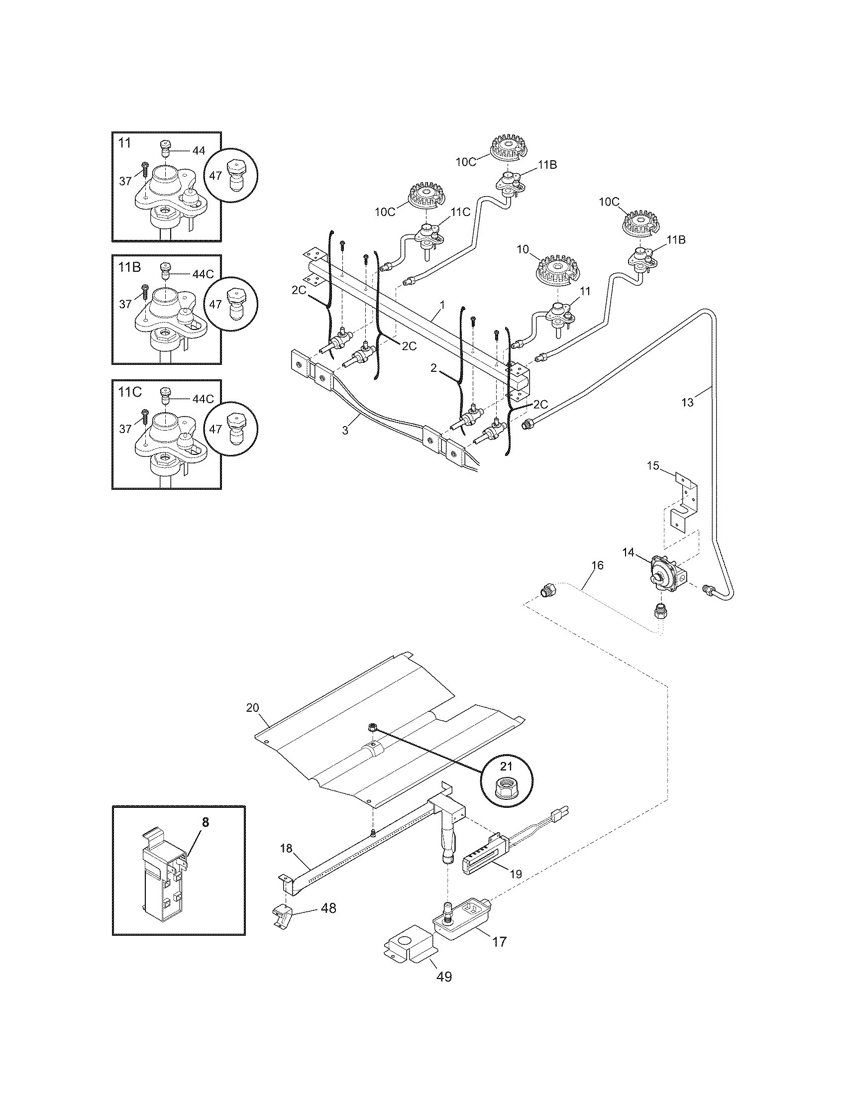 Kenmore 79071202705 burner diagram