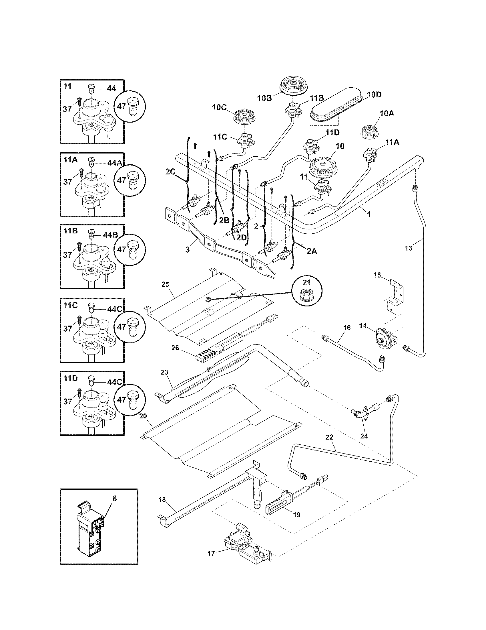 Kenmore 79077484805 burner diagram