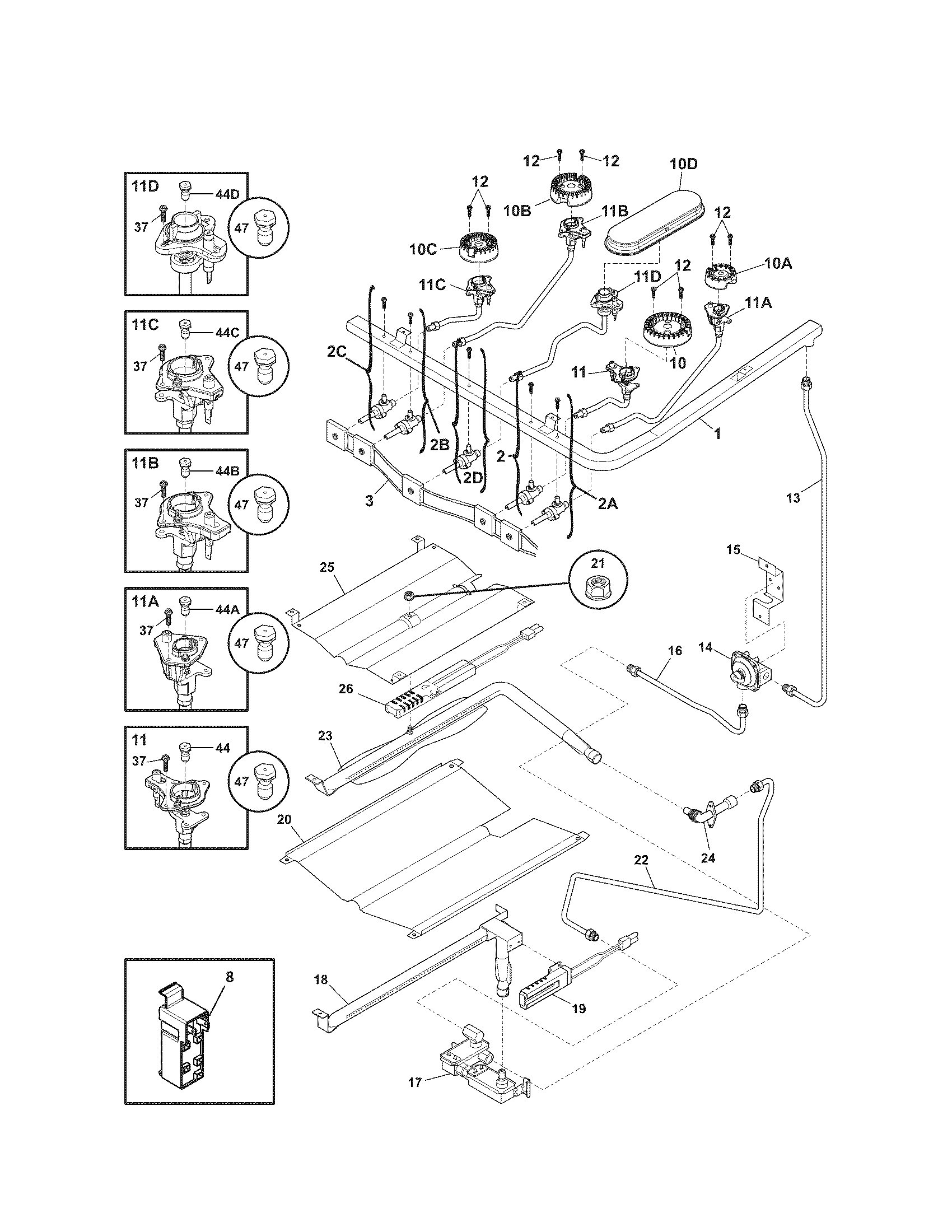 Kenmore 79078882904 burner diagram