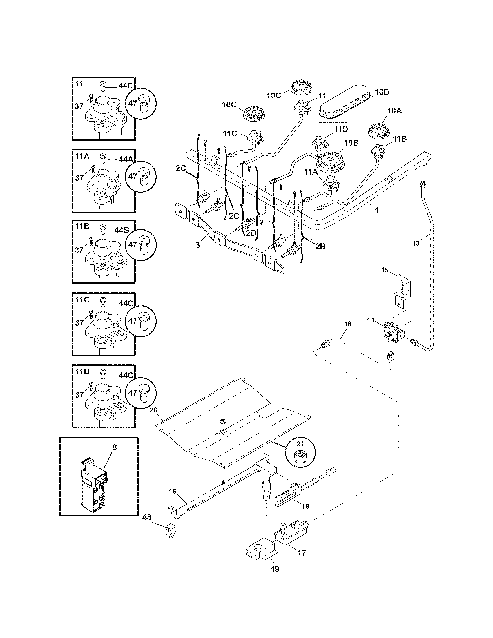 Kenmore 79071313709 burner diagram
