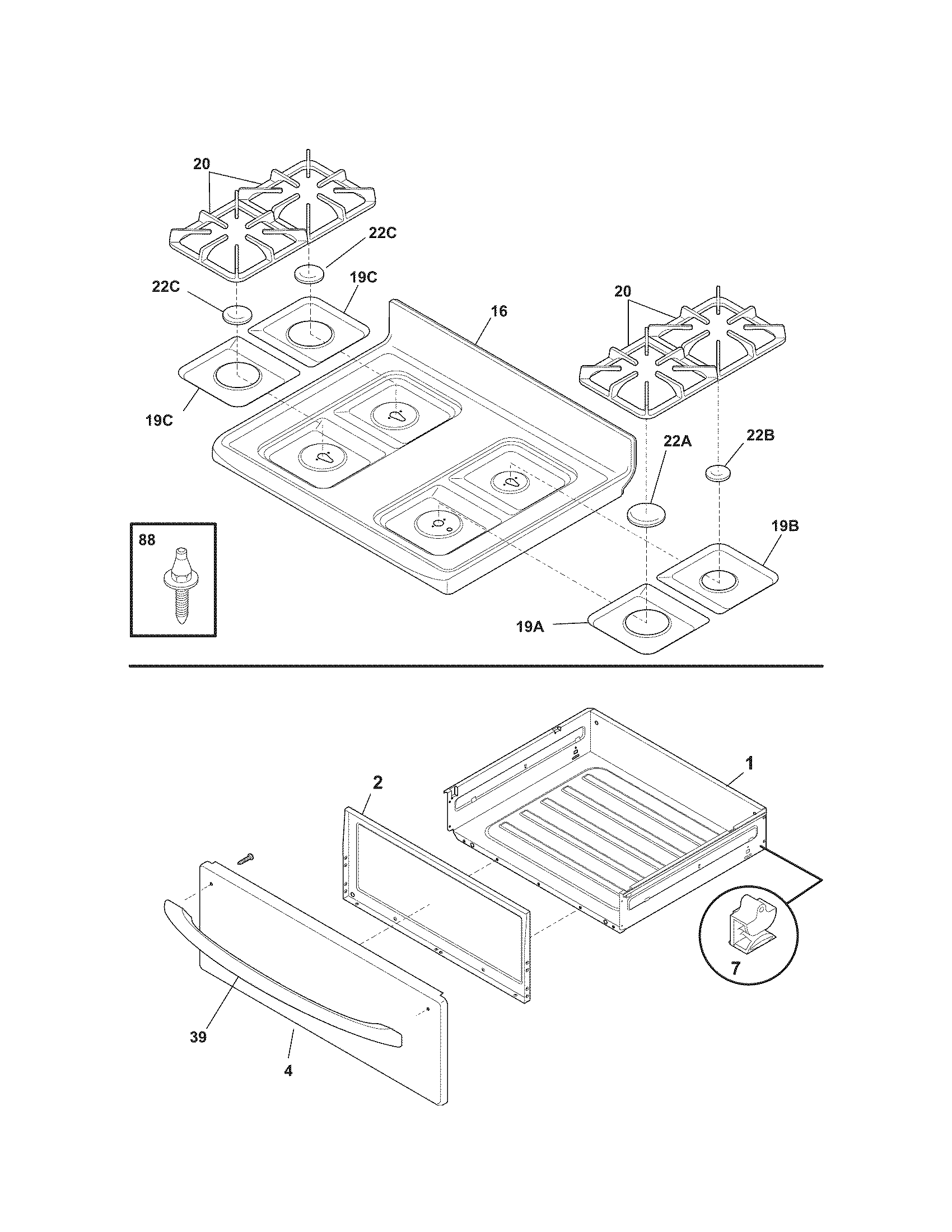 Kenmore 7907861850B top/drawer diagram