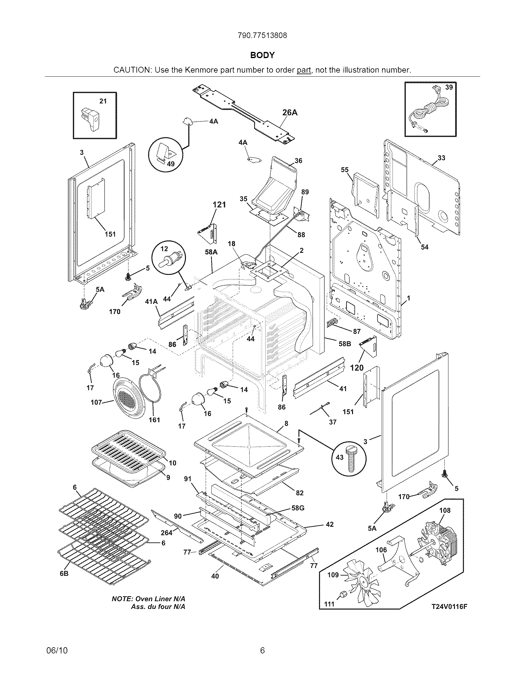 Kenmore Elite 79077513808 body diagram