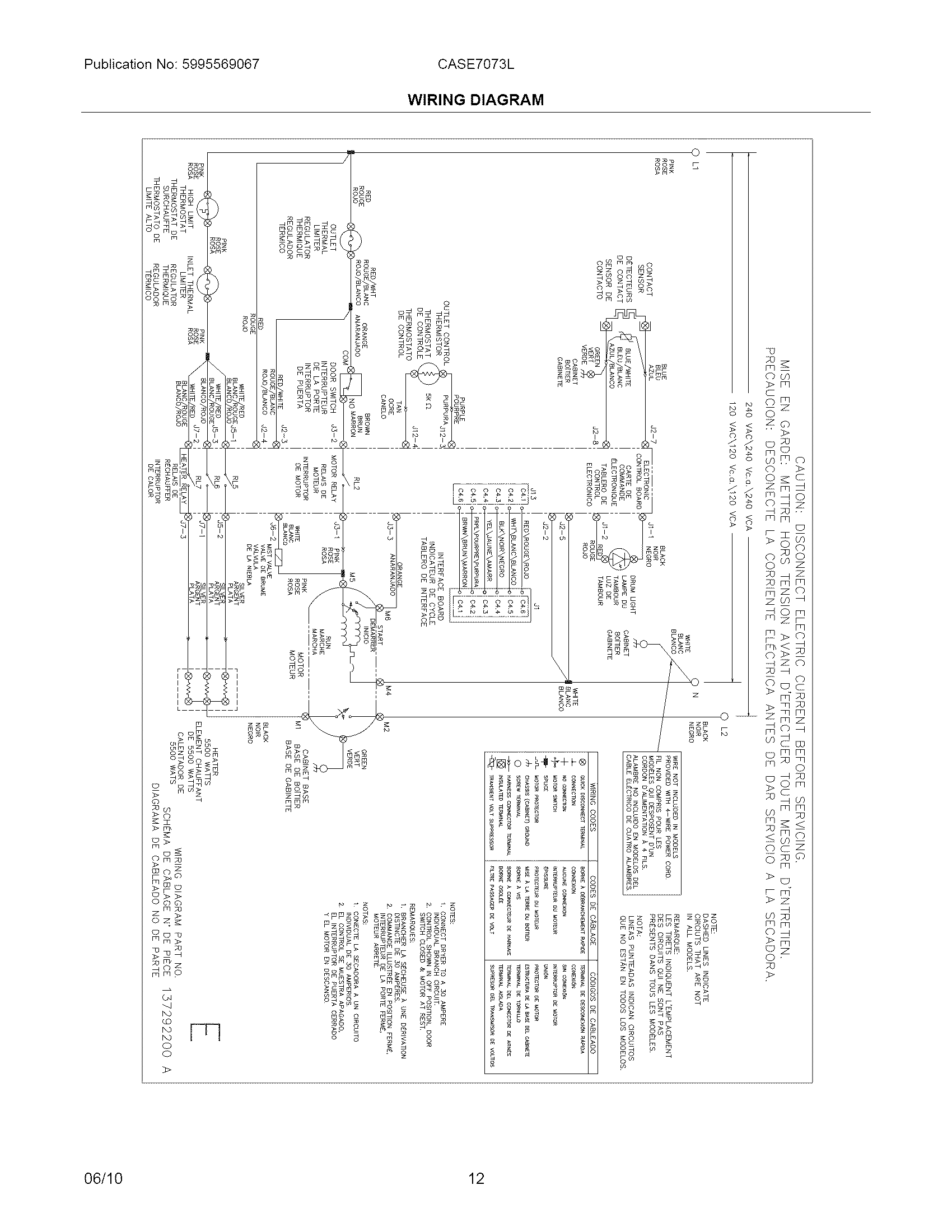 Frigidaire CASE7073LW0 wiring diagram diagram