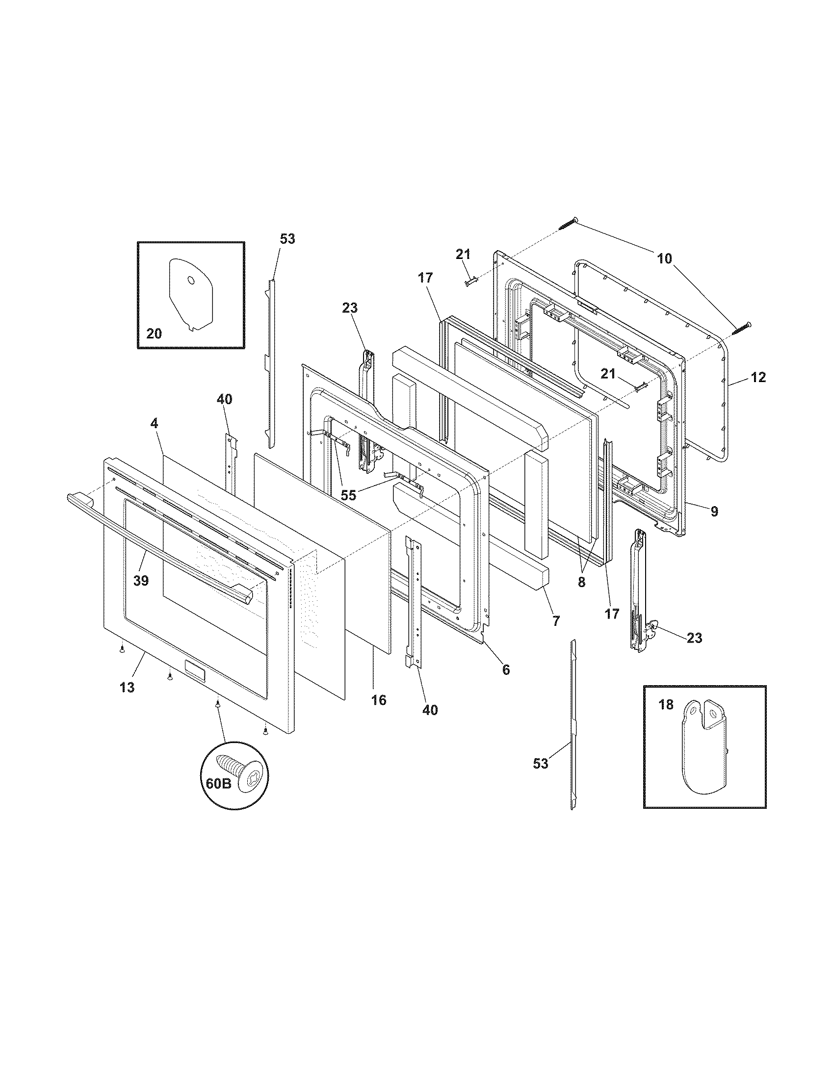 Frigidaire CPCF3091LFA door diagram