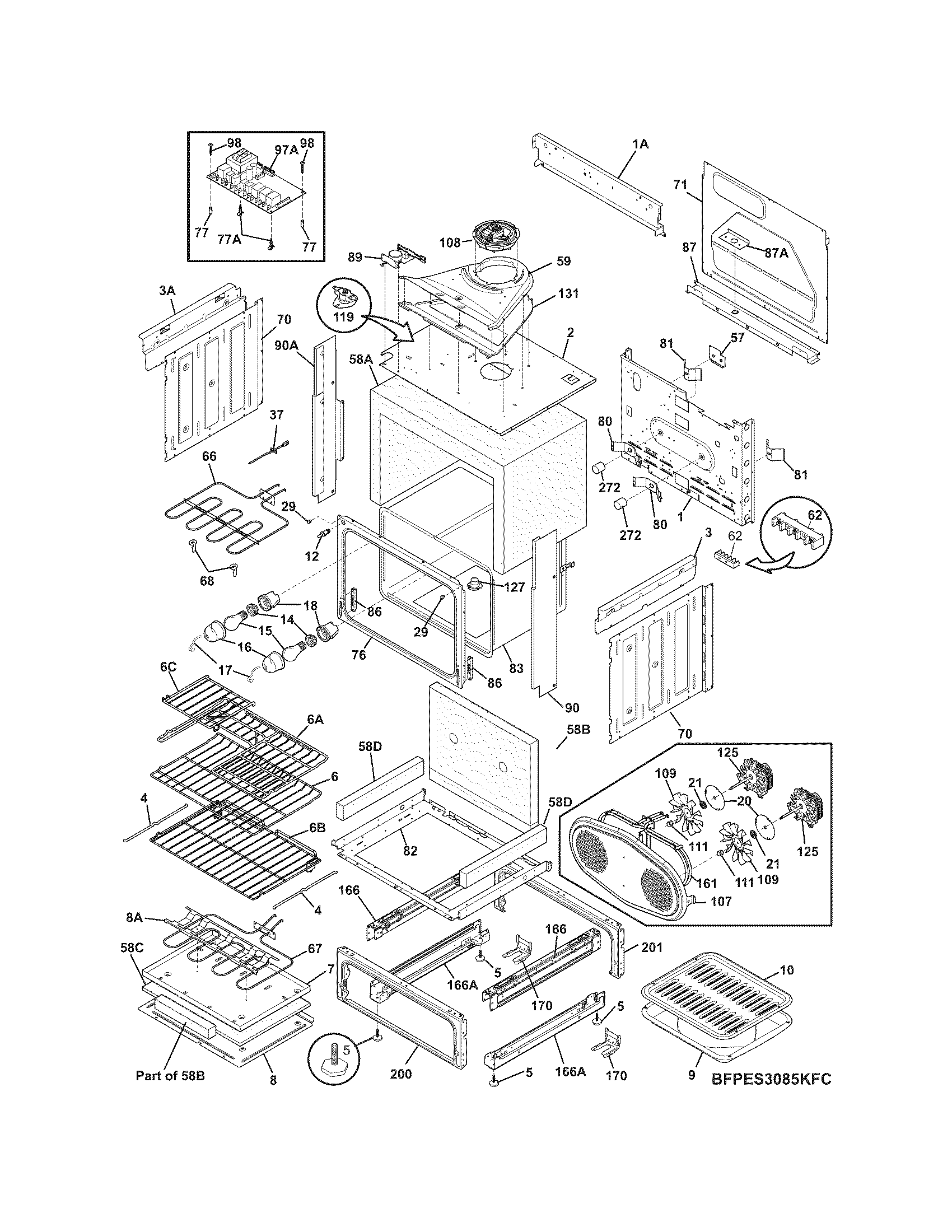 Frigidaire FPES3085KFC body diagram