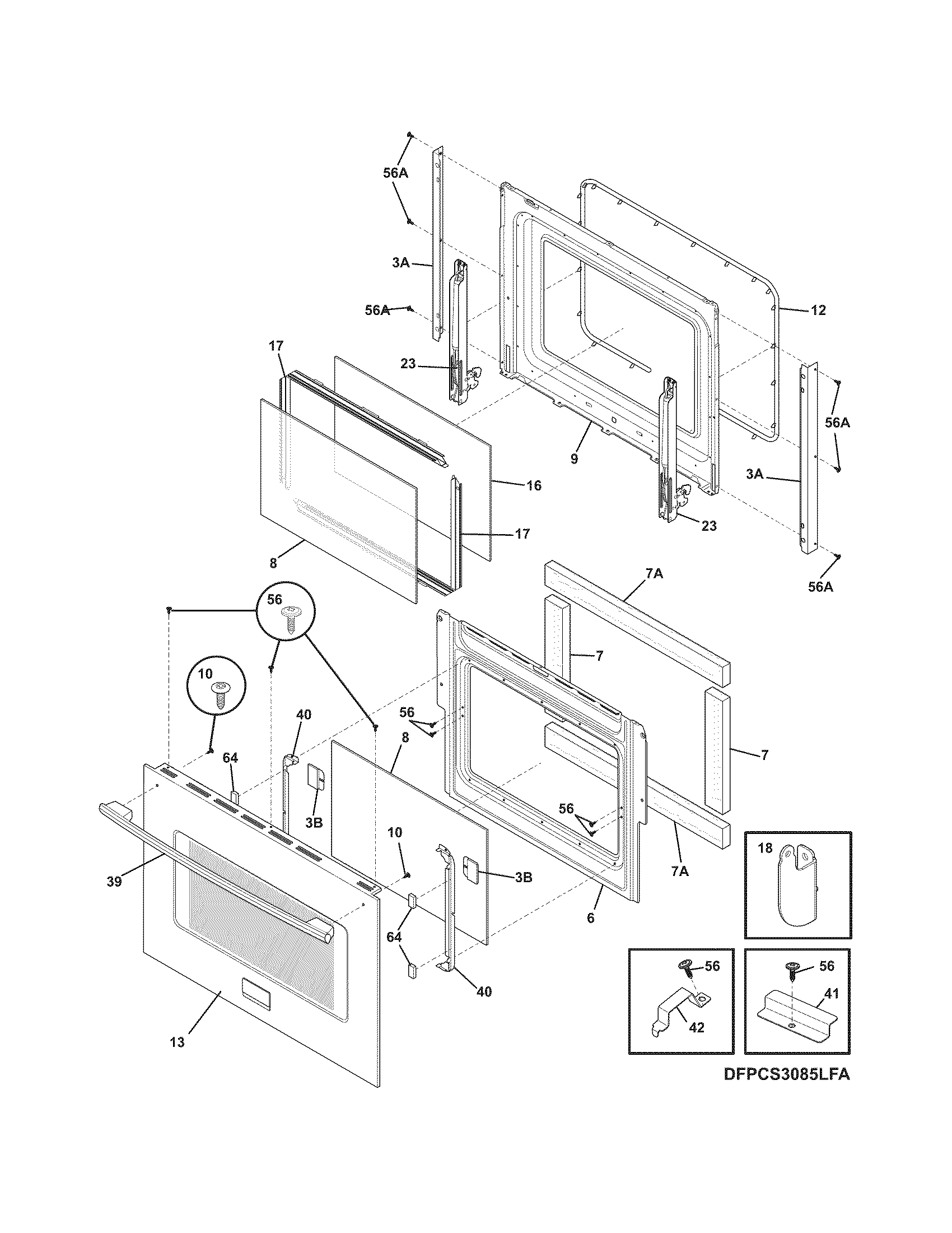 Frigidaire FPES3085KFC door diagram
