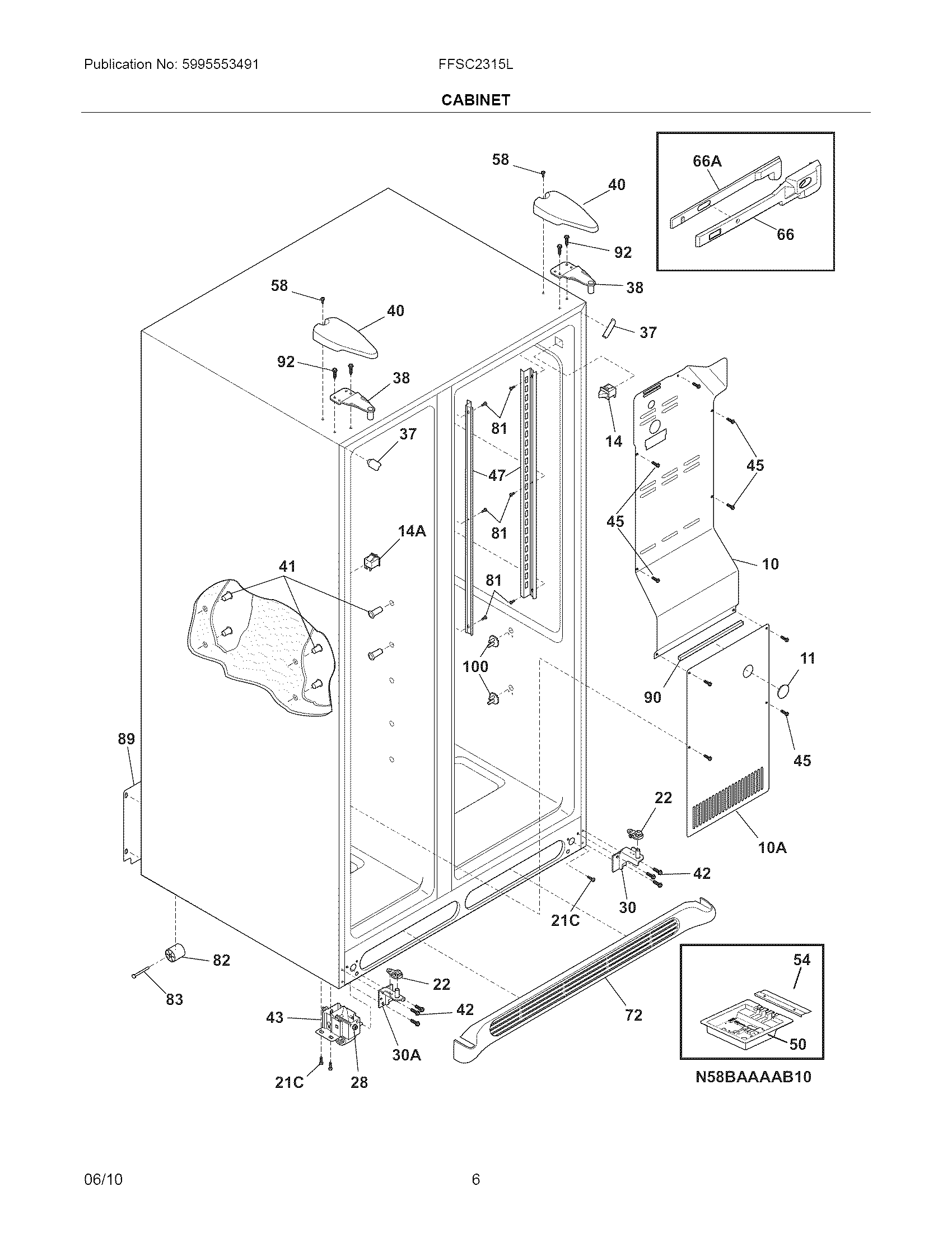 Frigidaire FFSC2315LS0 cabinet diagram