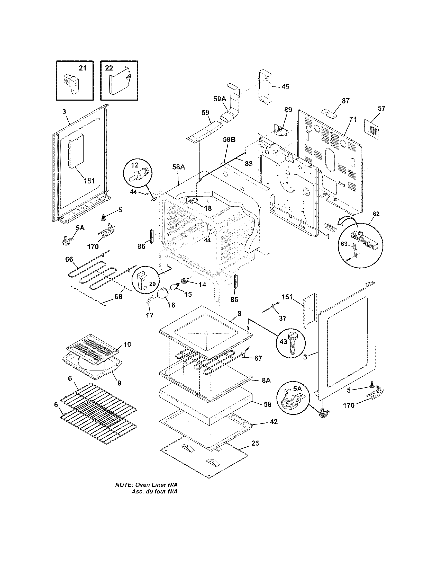 Frigidaire FFEF3050LSD body diagram