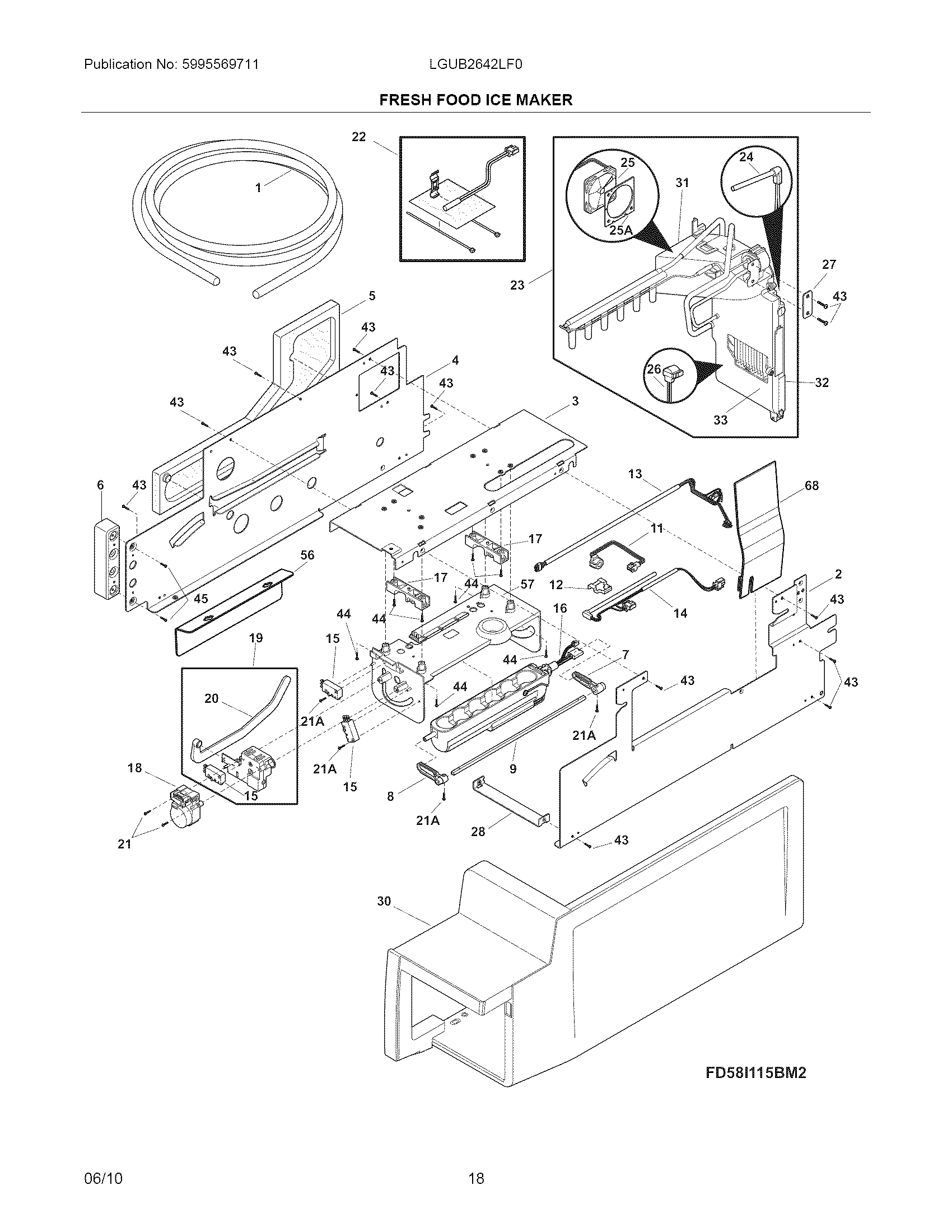 Frigidaire LGUB2642LF0 ice maker fresh food diagram