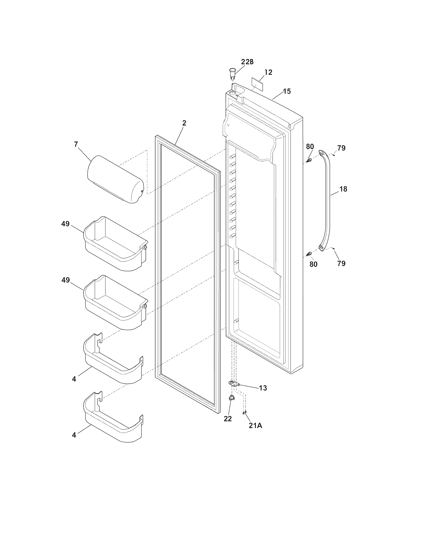 Crosley CRSH237LS0 refrigerator door diagram