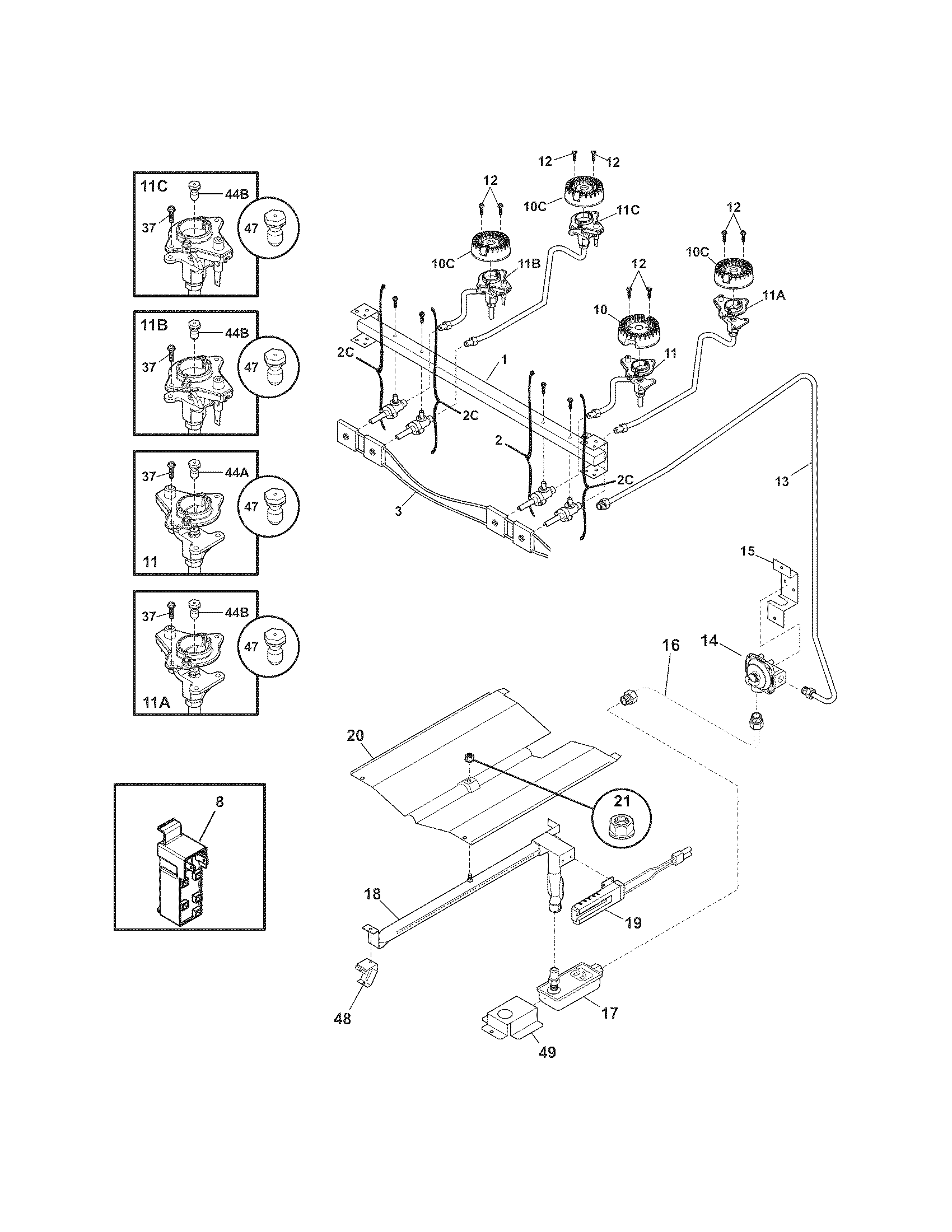 Kenmore 79070509011 burner diagram