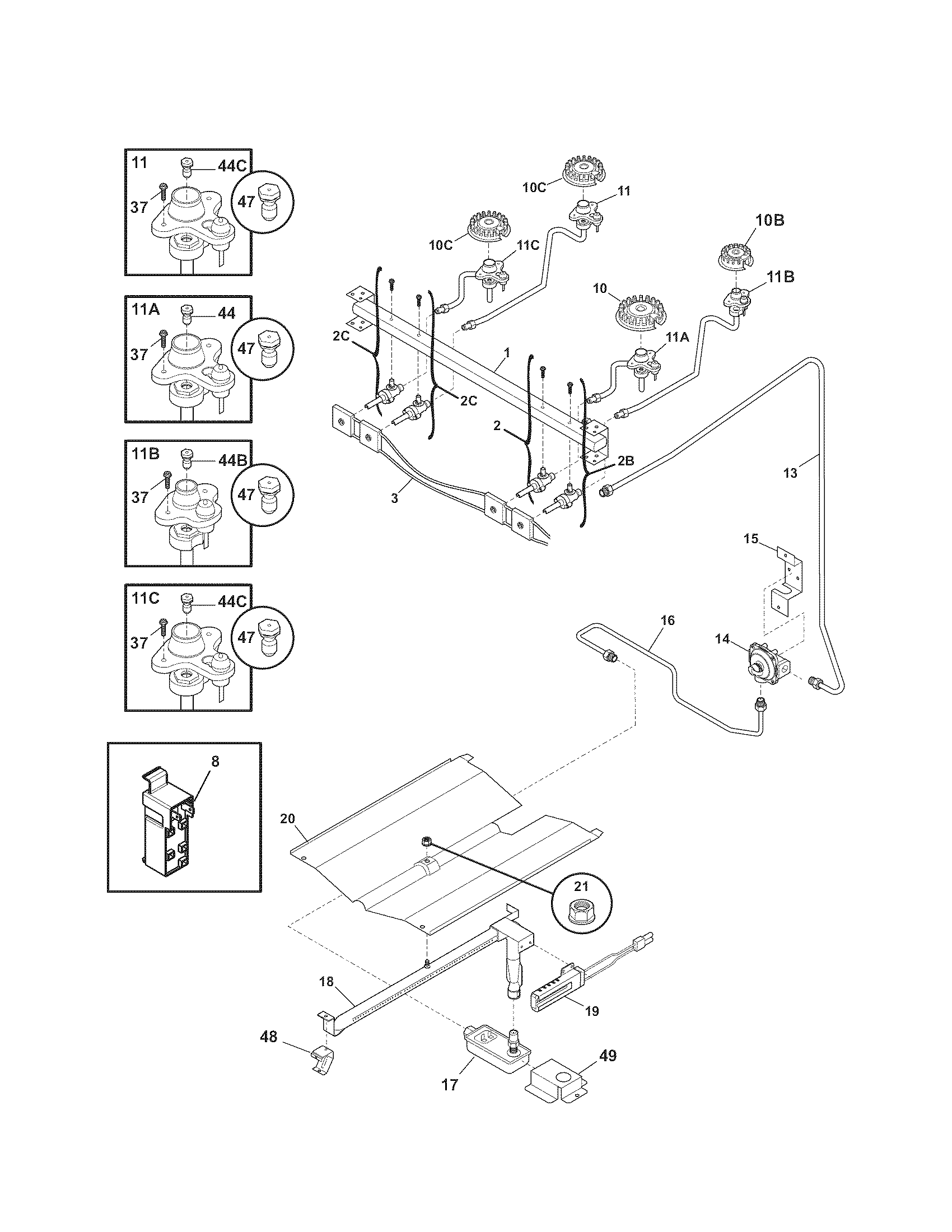 Kenmore 79070112705 burner diagram