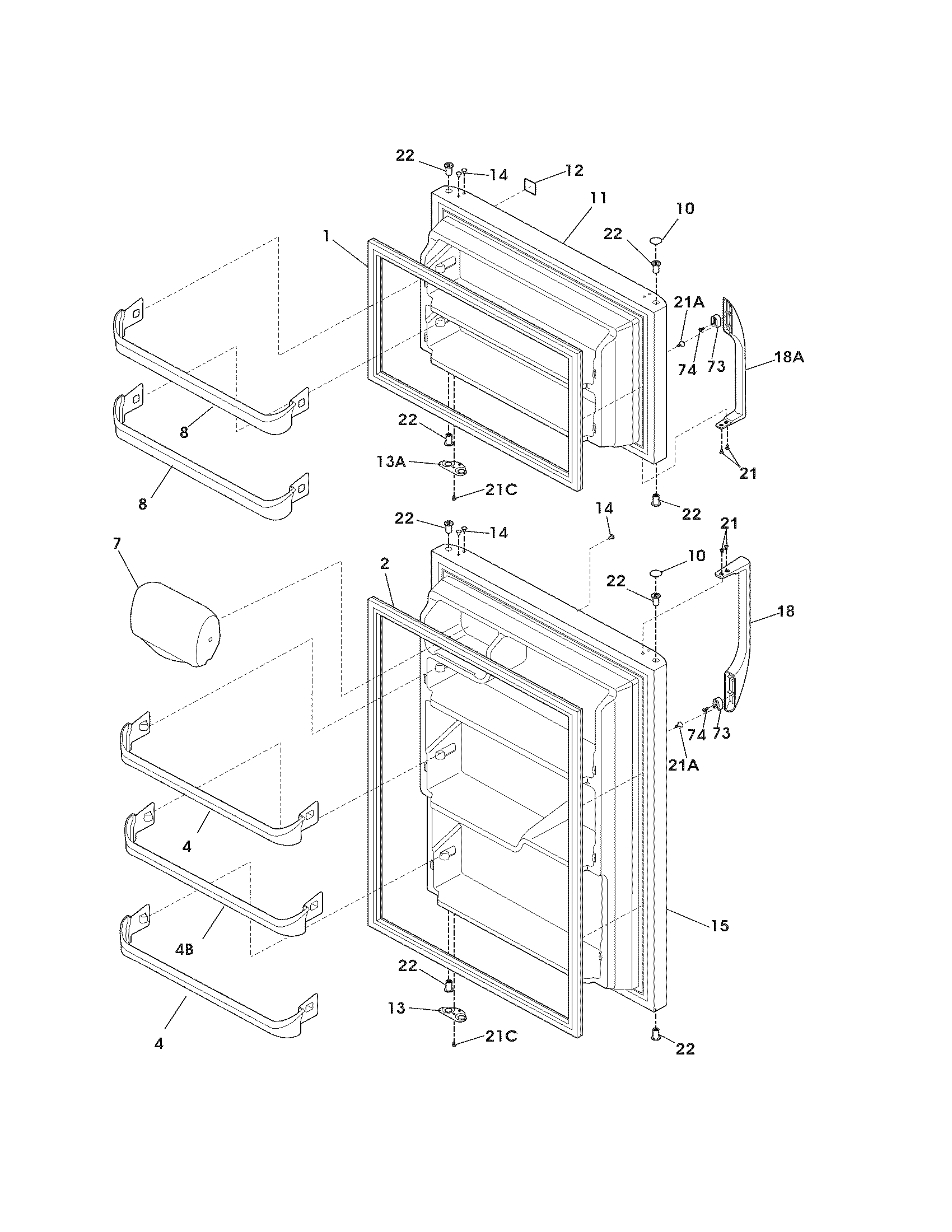 Kenmore 25361747012 door diagram