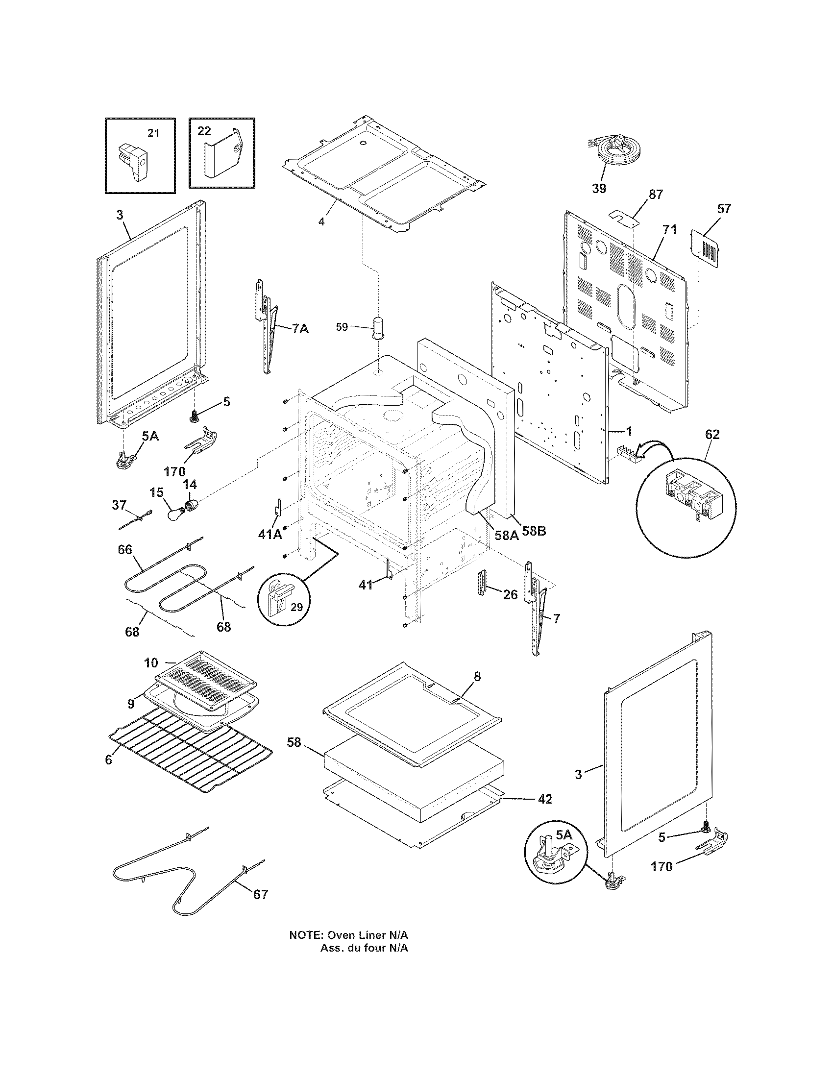Frigidaire CFEF3007LWB body diagram