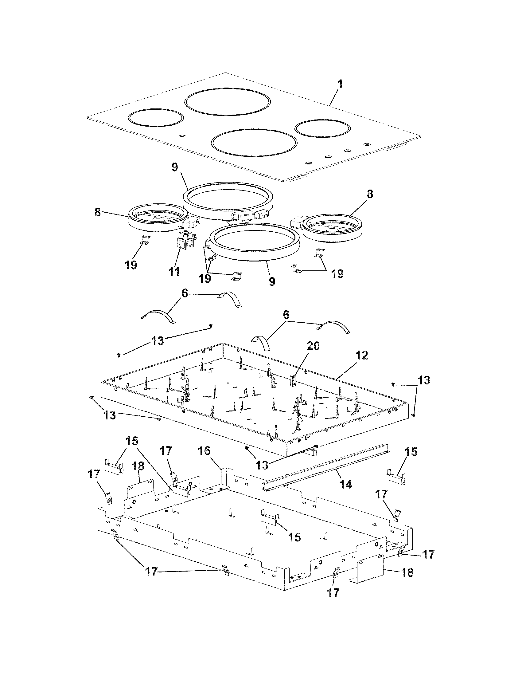Frigidaire FFEC3024LB1 main top diagram