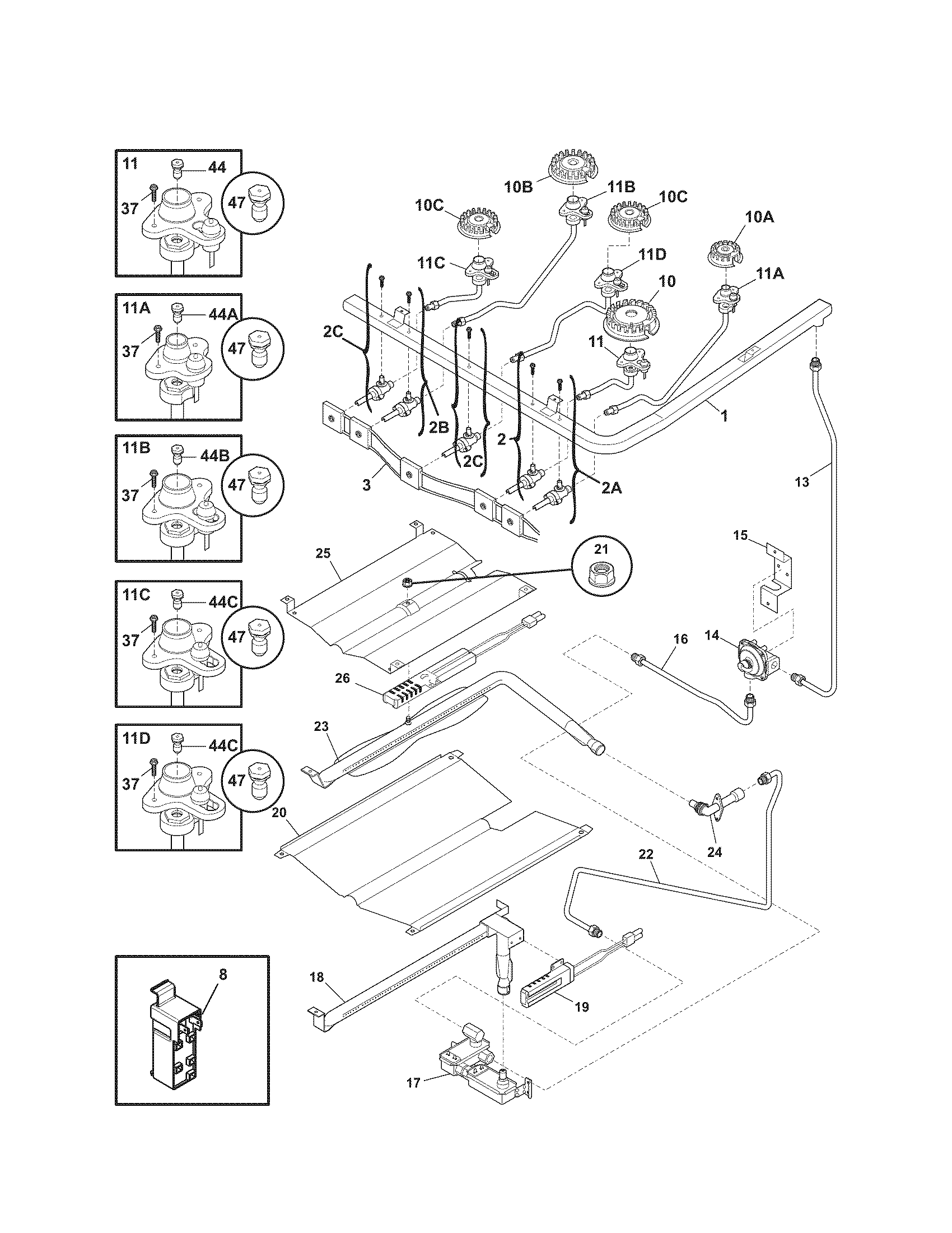 Kenmore 7907138370A burner diagram