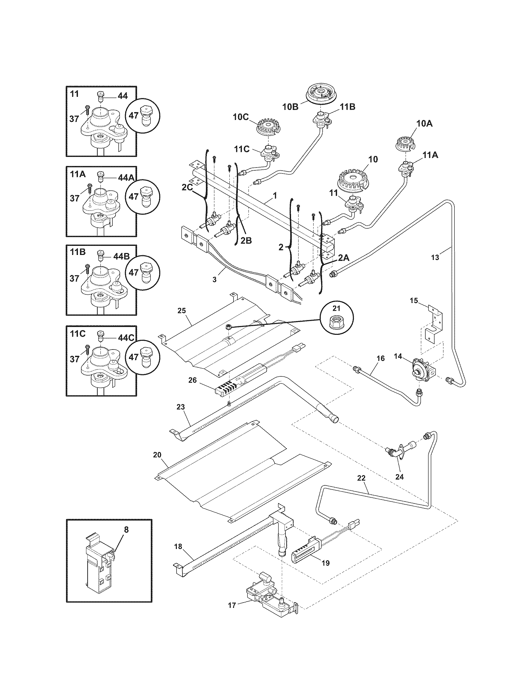 Kenmore 79079653708 burner diagram