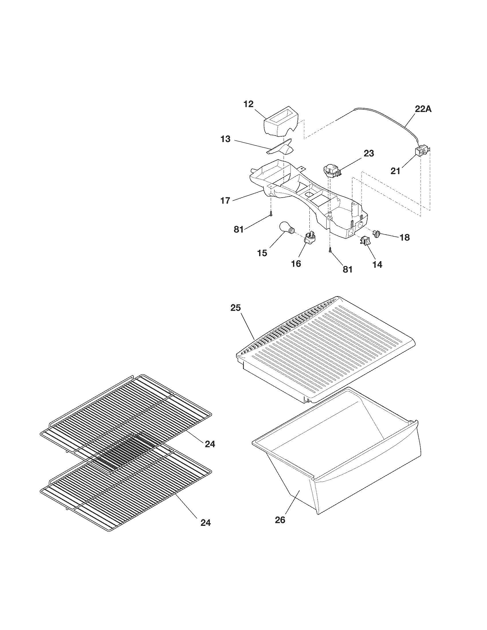 Kenmore 25361522012 shelves diagram