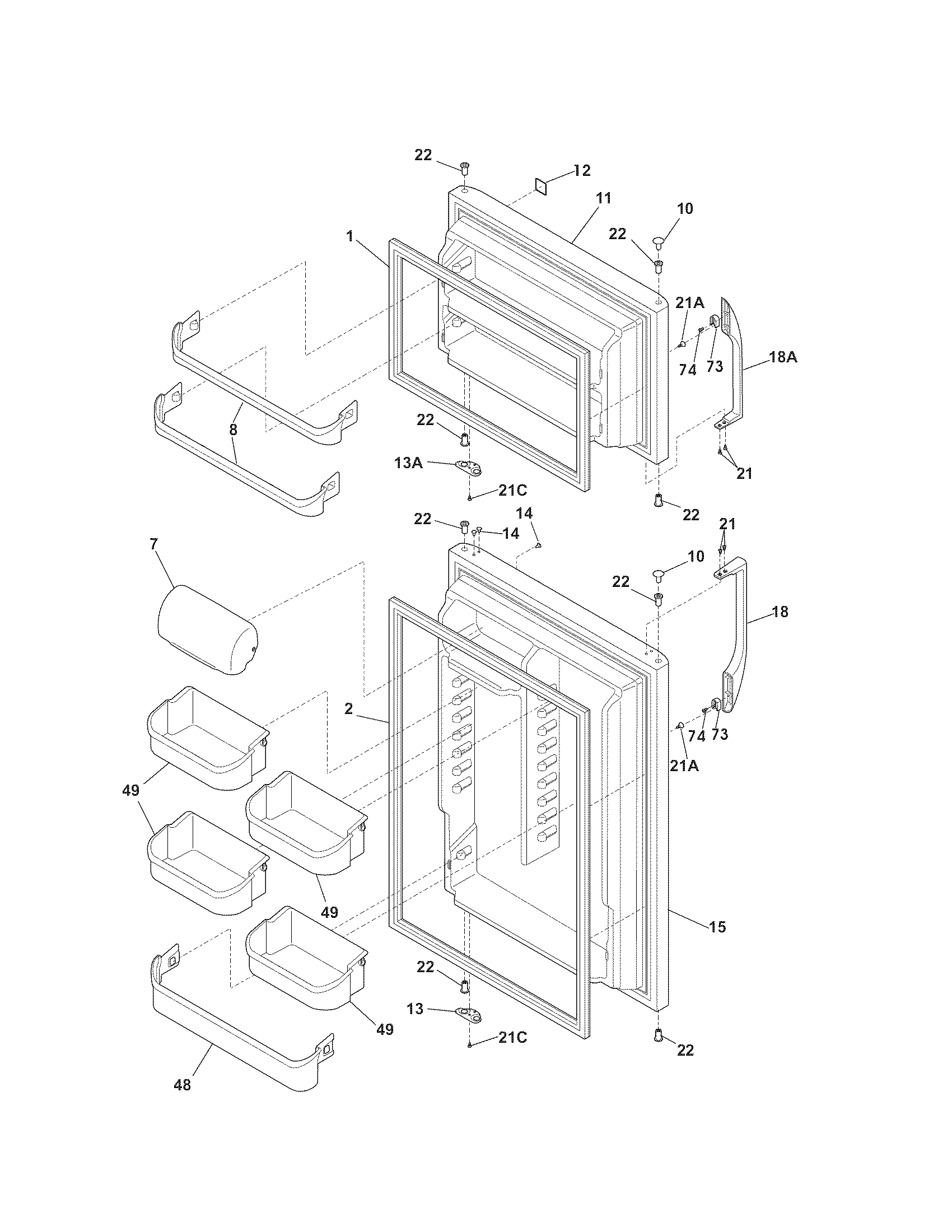 Kenmore 25361821011 door diagram