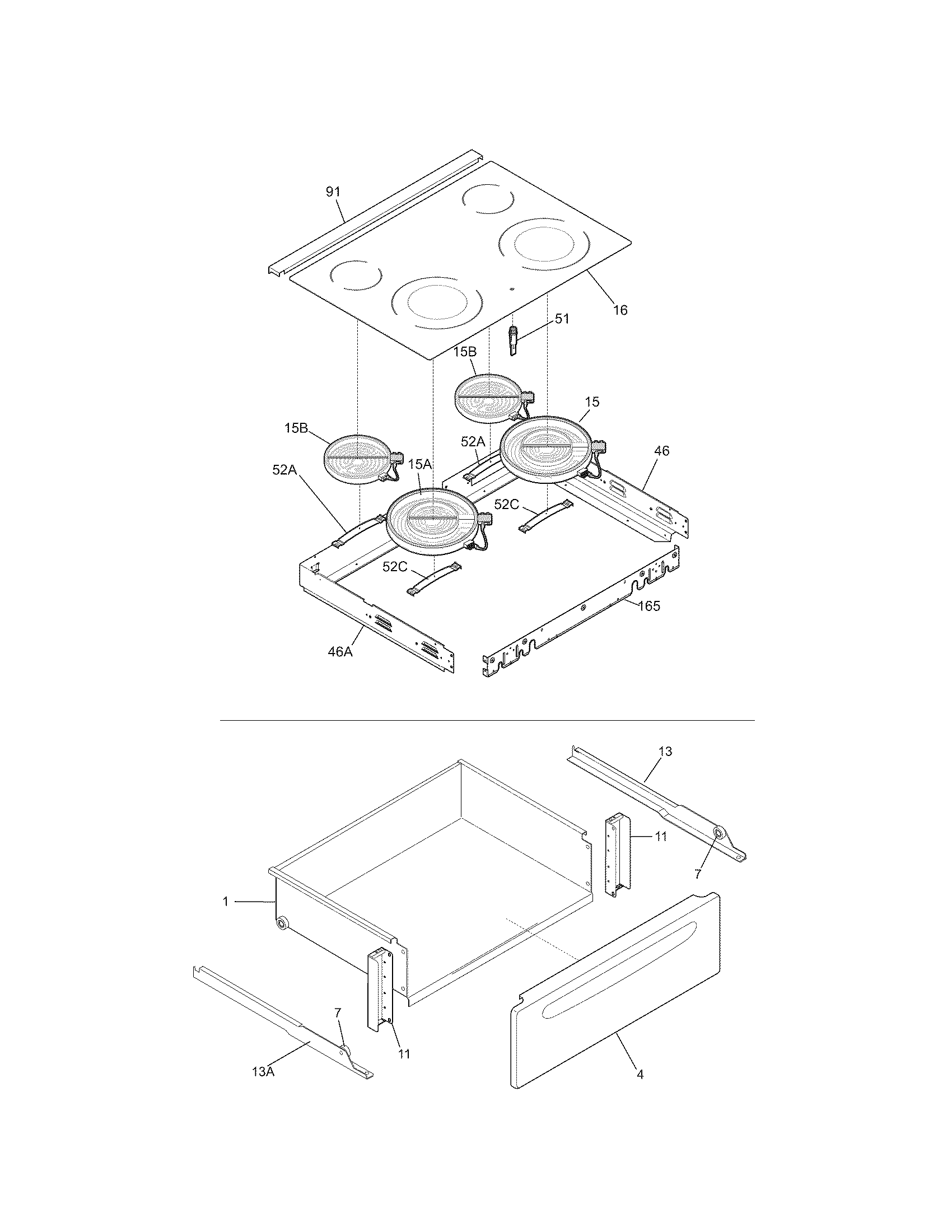 Kenmore 79046782901 top/drawer diagram