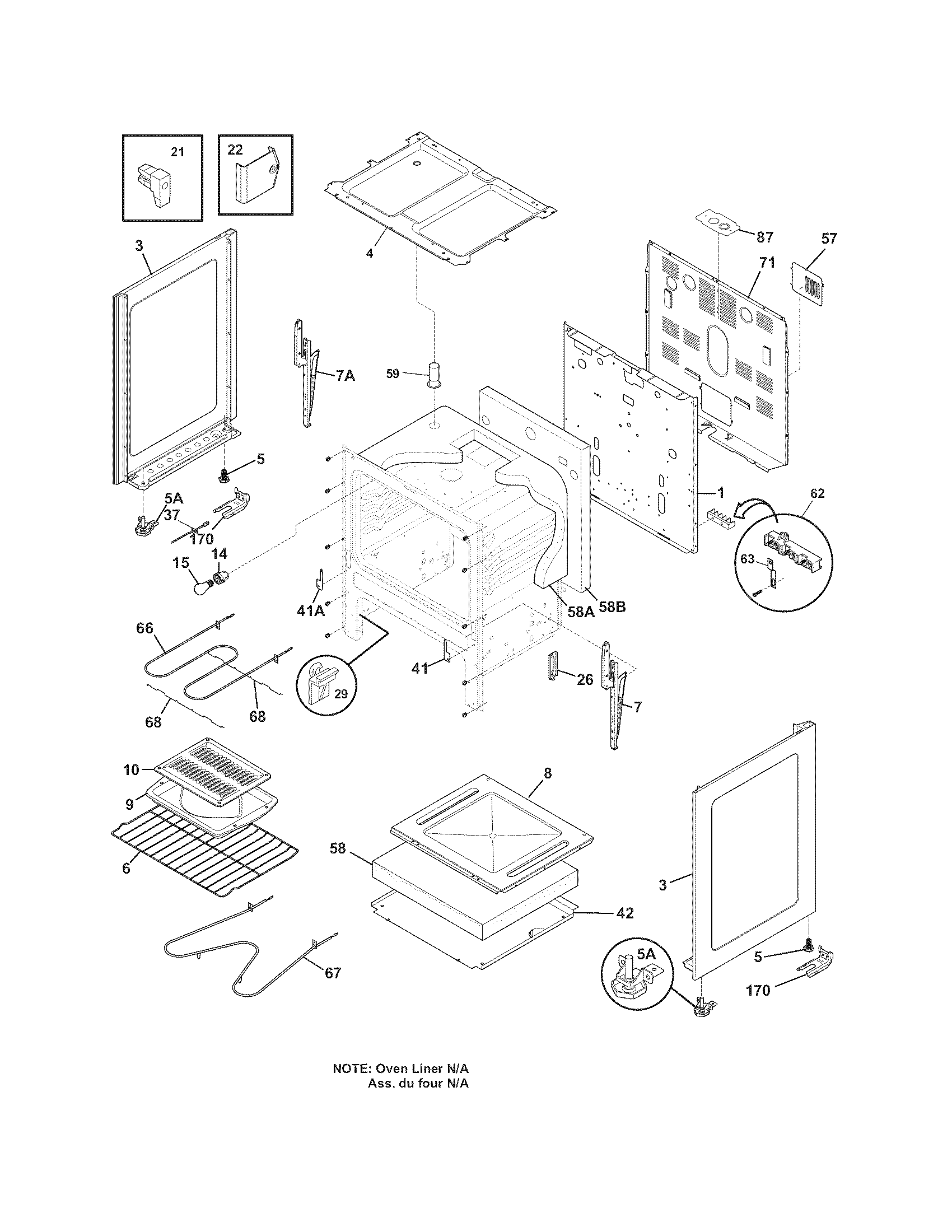 Frigidaire LFEF3011LBA body diagram