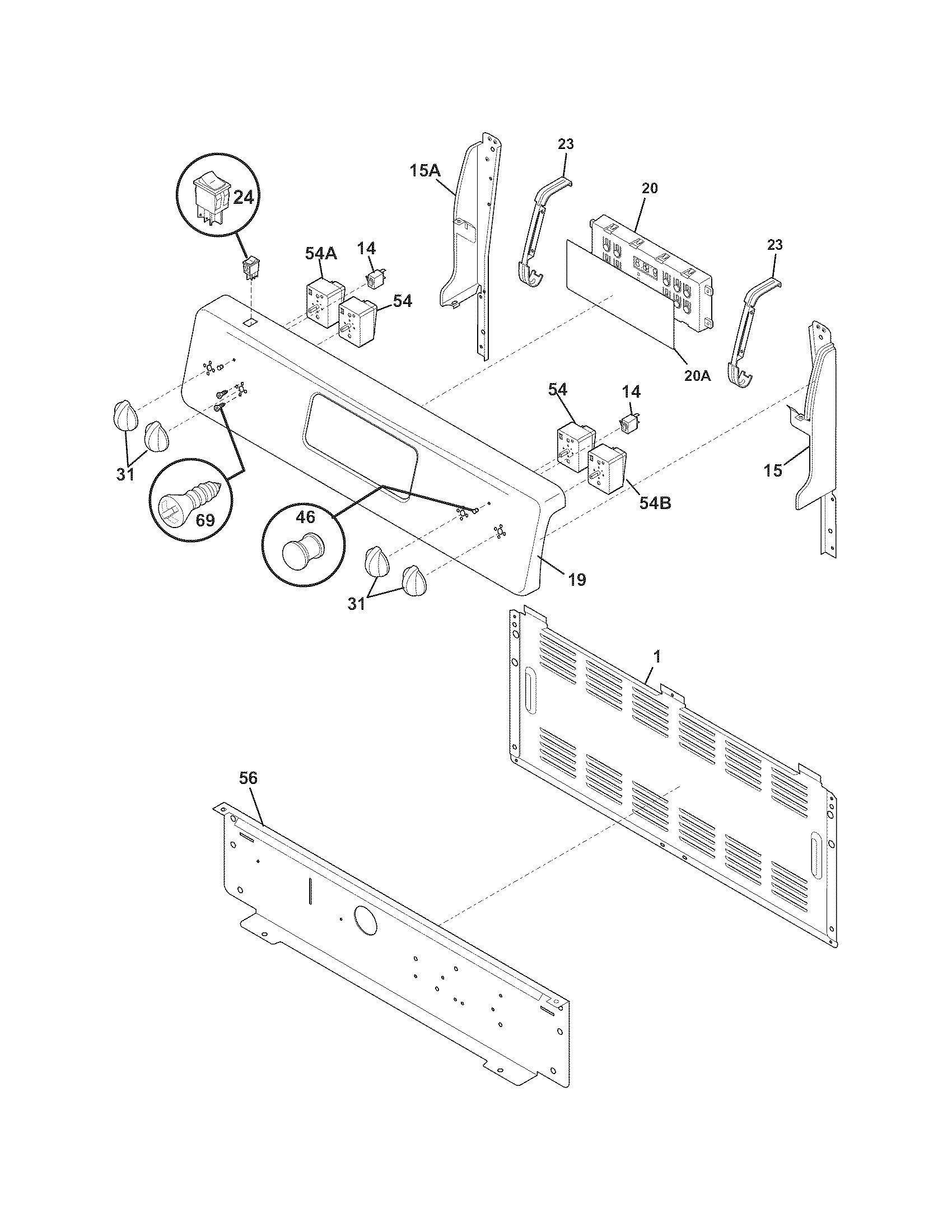 Frigidaire FEFL67HCH backguard diagram