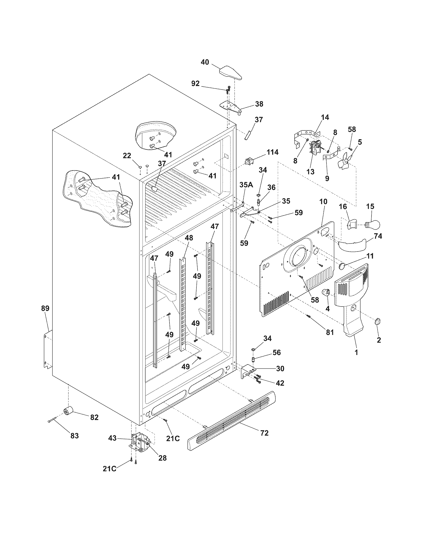 Frigidaire LGUI1849LF0 cabinet diagram