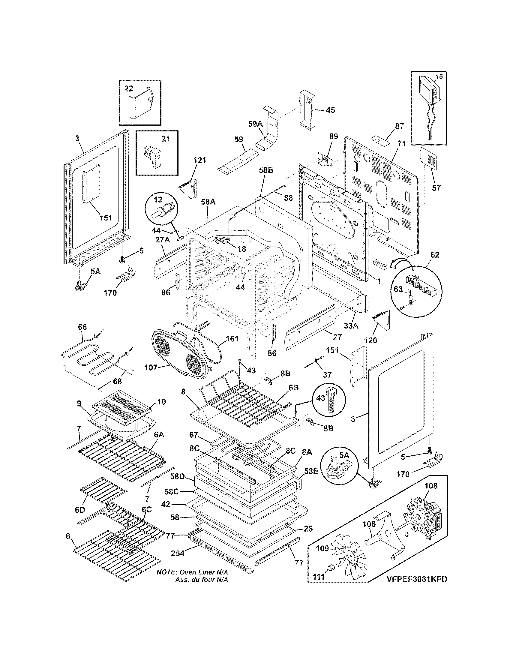 Frigidaire FPEF3081KFD body diagram