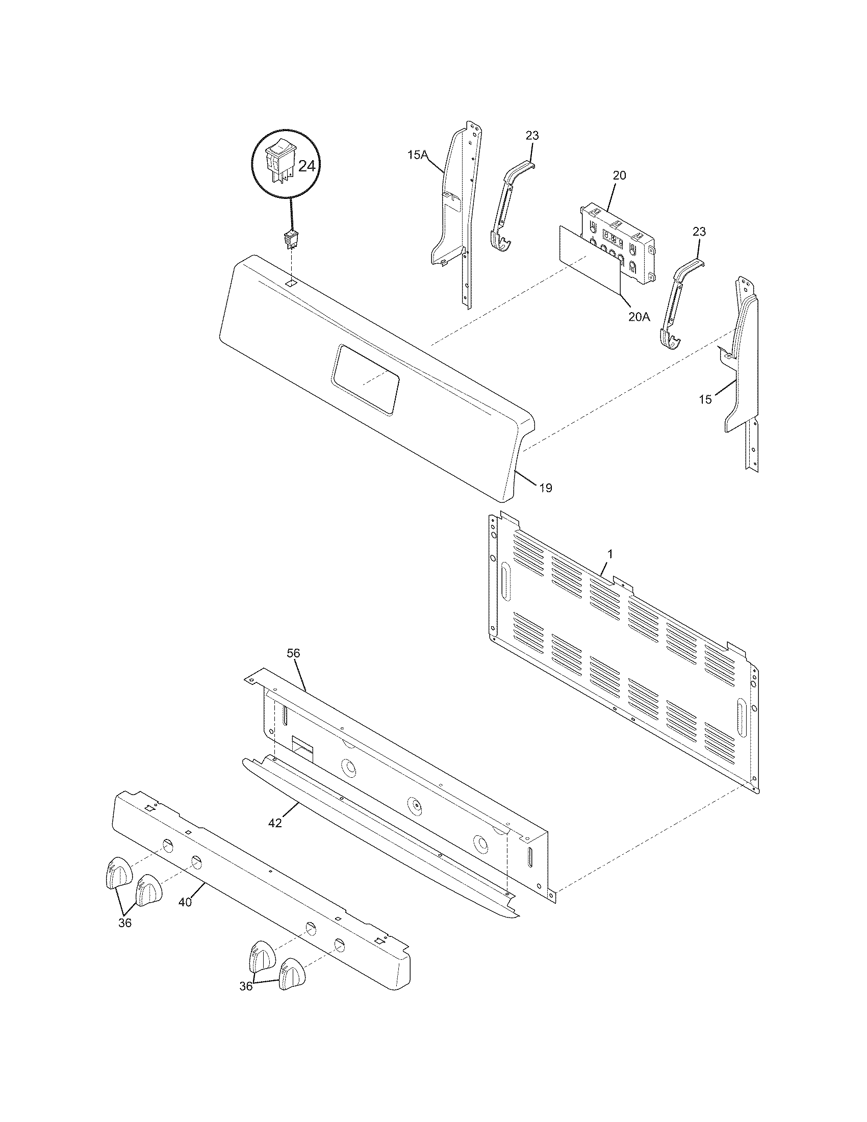 Frigidaire LFGF3014LWA backguard diagram