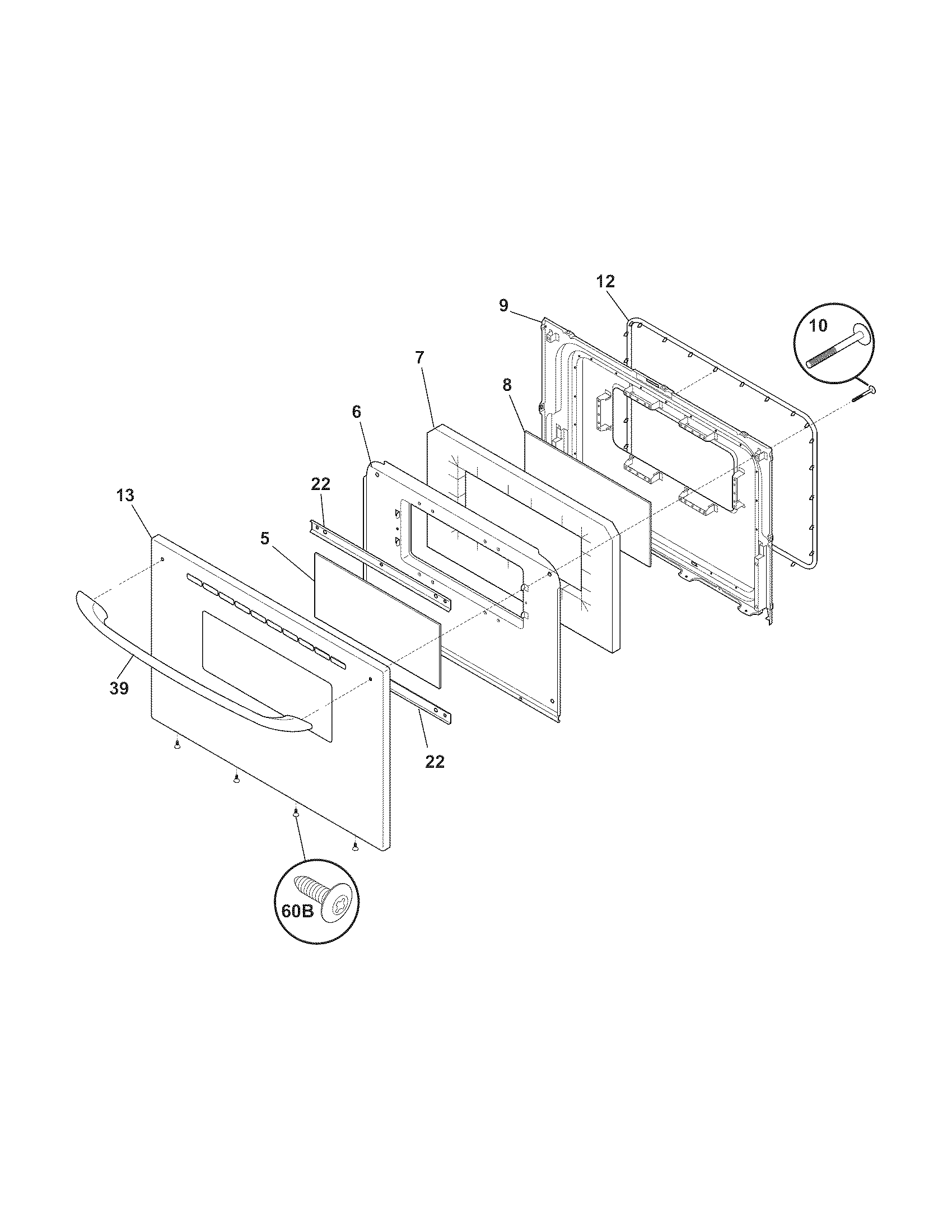 Frigidaire LFGF3014LWA door diagram