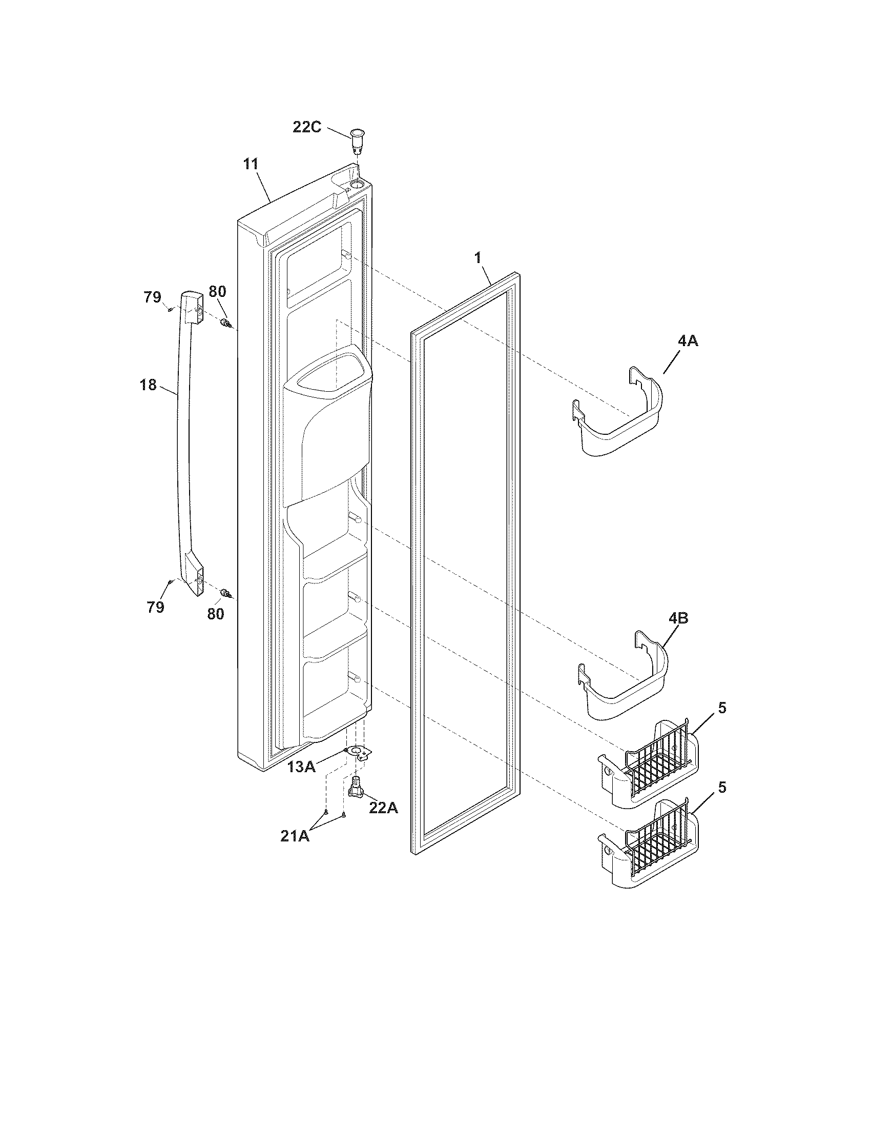 Frigidaire FPUS2686LF0 freezer door diagram
