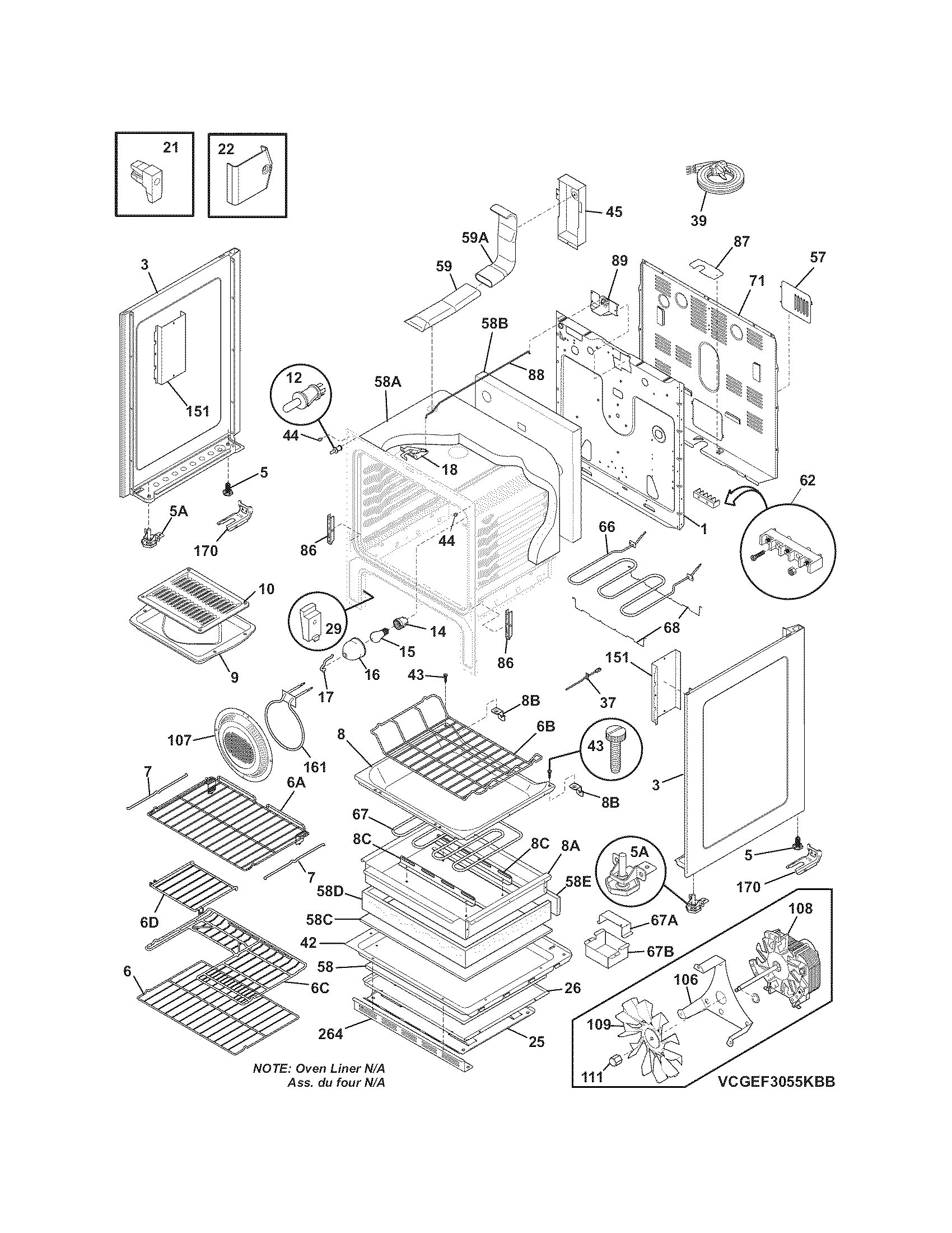 Frigidaire CGEF3055KFB body diagram