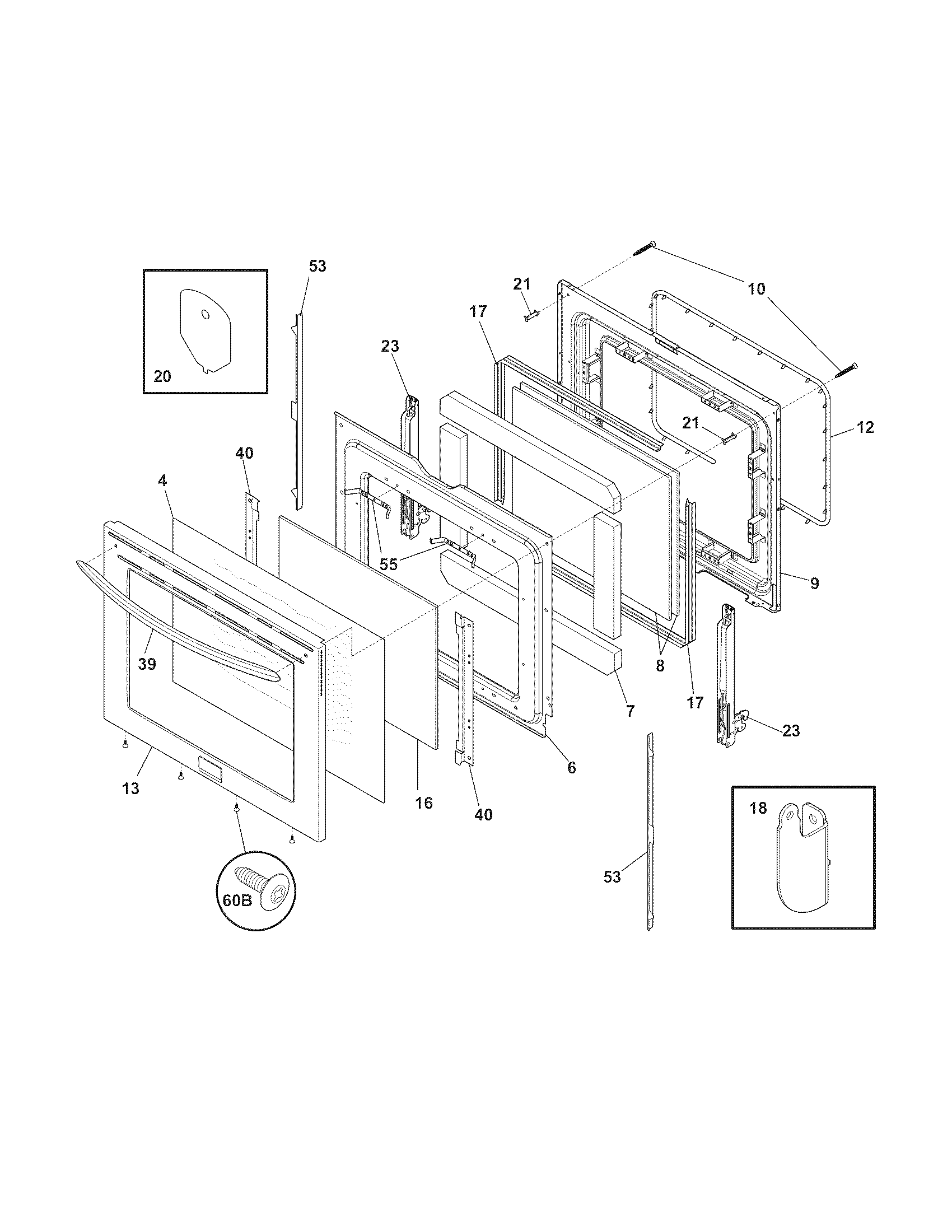 Frigidaire CGEF3055KFB door diagram