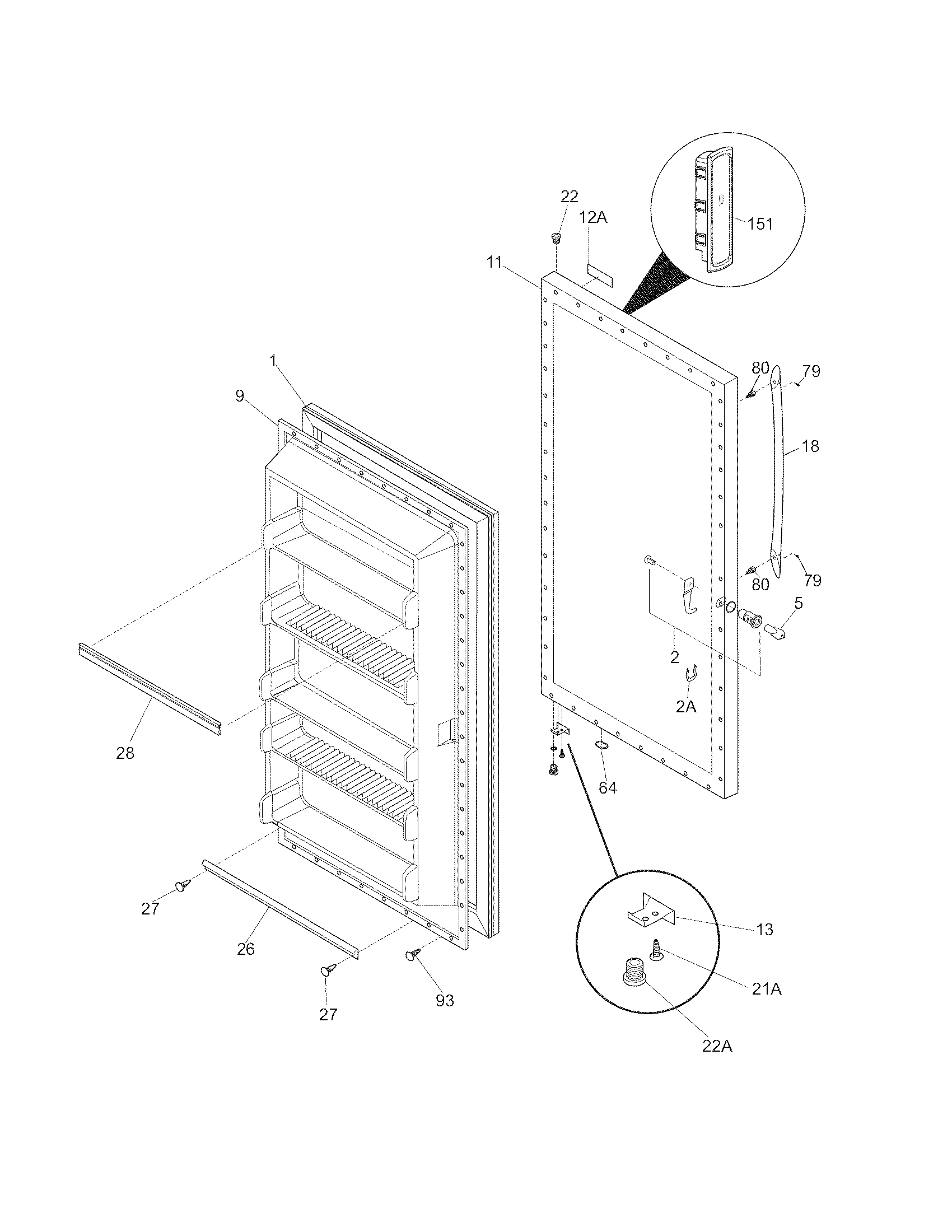 Frigidaire LFFU14F5HWL door diagram